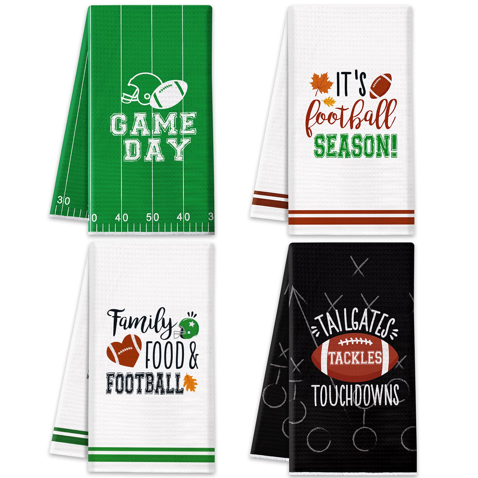 Vansolinne Football Themed Kitchen Towels Set of 4 - 15.7