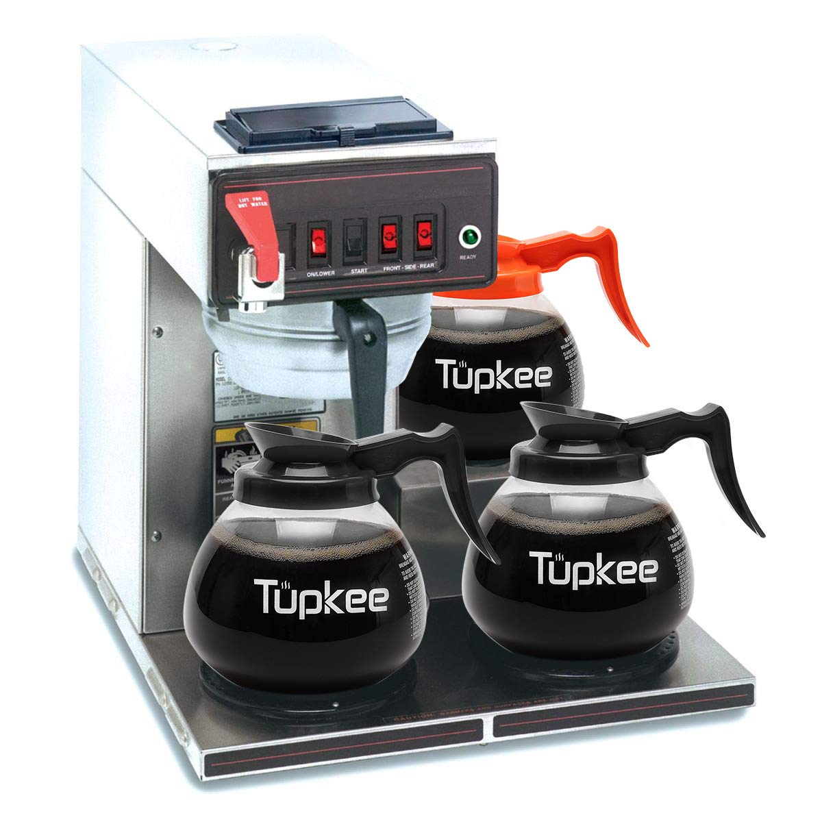 Commercial Coffee Carafe Replacement - 64 oz Glass Decanter with Black Handle (Set of 3) - Compatible with Wilbur Curtis, Bloomfield & Bunn Coffee Makers | Includes Cleaning Brush | Perfect for Restaurants, Cafes & Office Coffee Stations