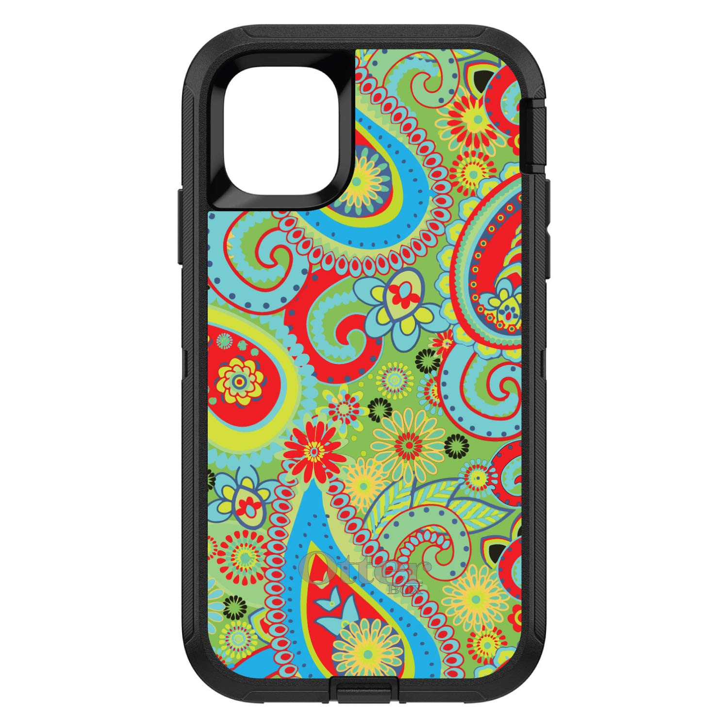 DistinctInk iPhone 12 Pro MAX Case (6.7 Inch) - Heavy Duty Protective Cover with Paisley Design (Black/Green/Red/Blue) | Shockproof & Anti-Scratch | Perfect Replacement for OtterBox Defender | Ideal for Outdoor Activities, Travel & Daily Use