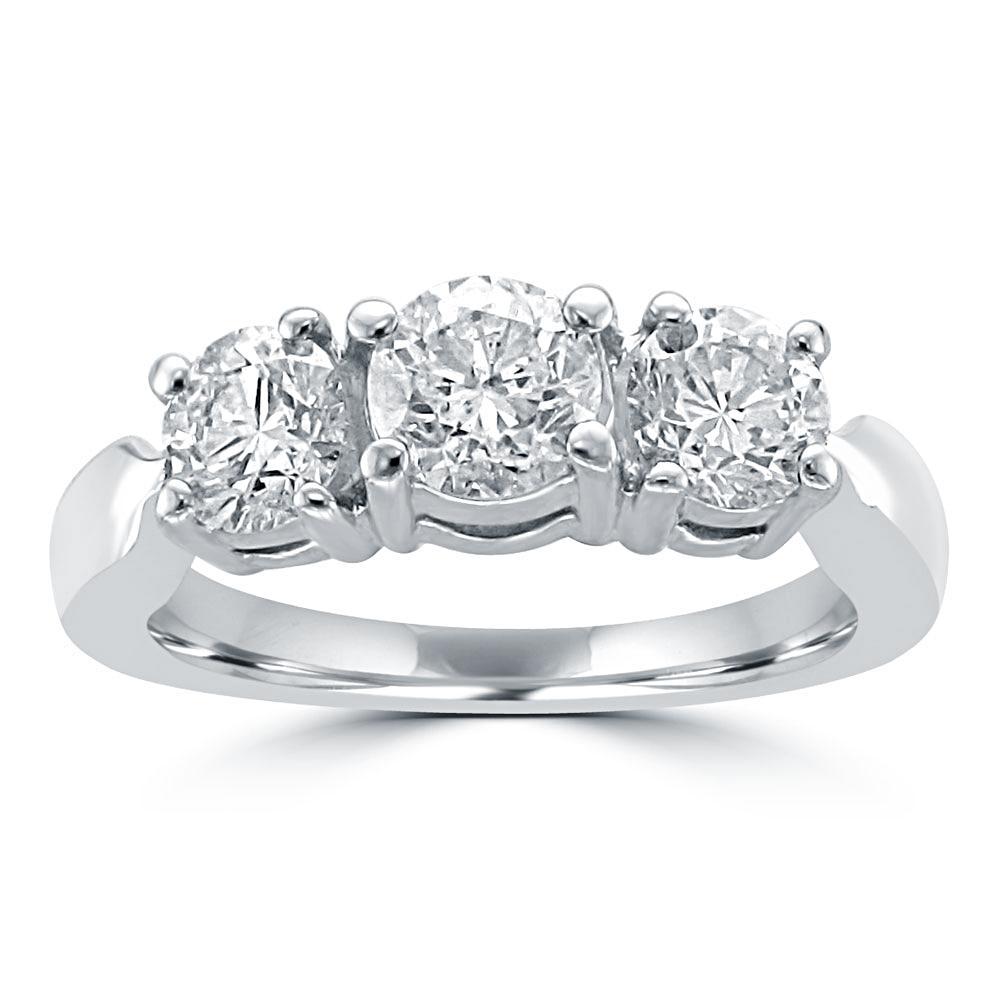 Platinum .59CTW 3 Stone Diamond Engagement Ring for Women - Perfect for Proposals, Anniversaries & Special Occasions
