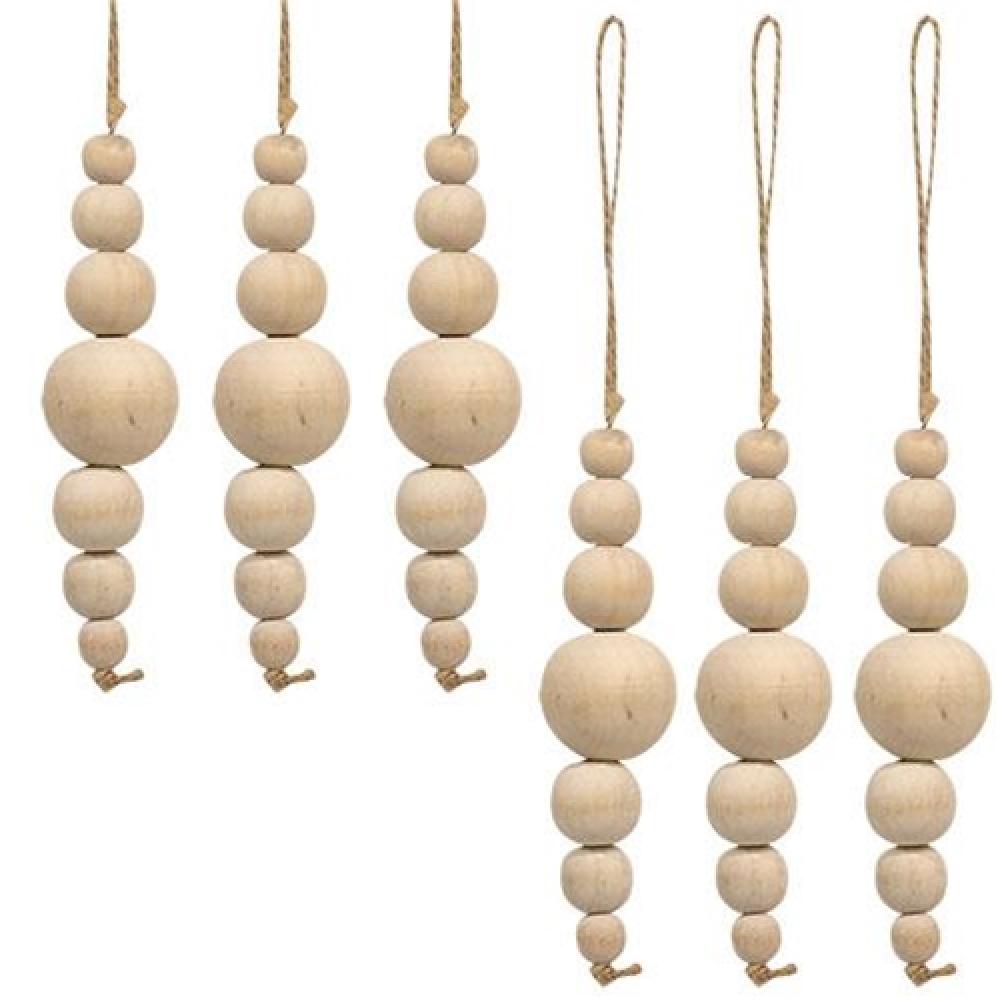 6-Piece Natural Wooden Bead Ornaments Set for DIY Crafts, Home Decor, and Jewelry Making - Perfect for Scrapbooking, Gift Wrapping, and Party Decorations