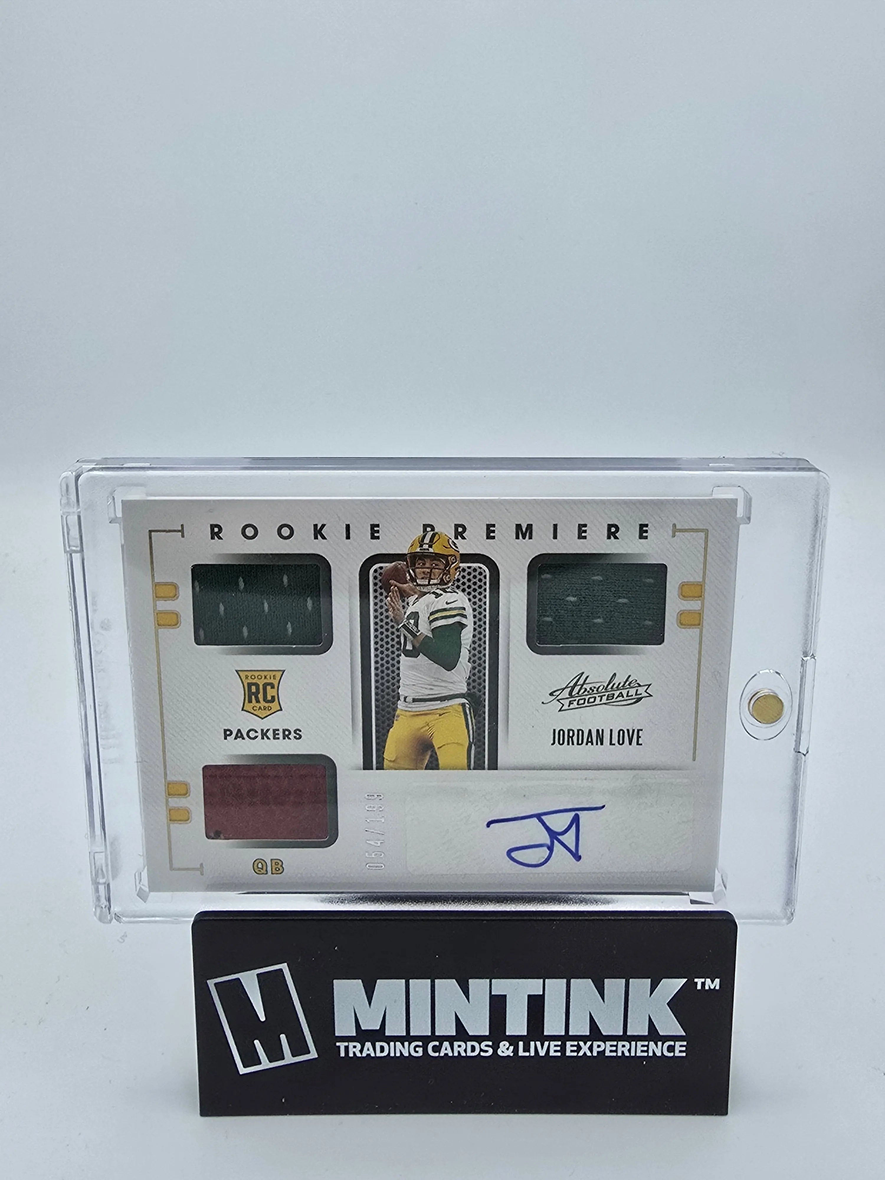 2020 Panini Absolute Football Jordan Love RC Rookie Premiere Triple Patch Autograph /199 - Rare Collectible for NFL Fans & Sports Memorabilia Enthusiasts - Perfect for Display, Investment, and Game Room Decor