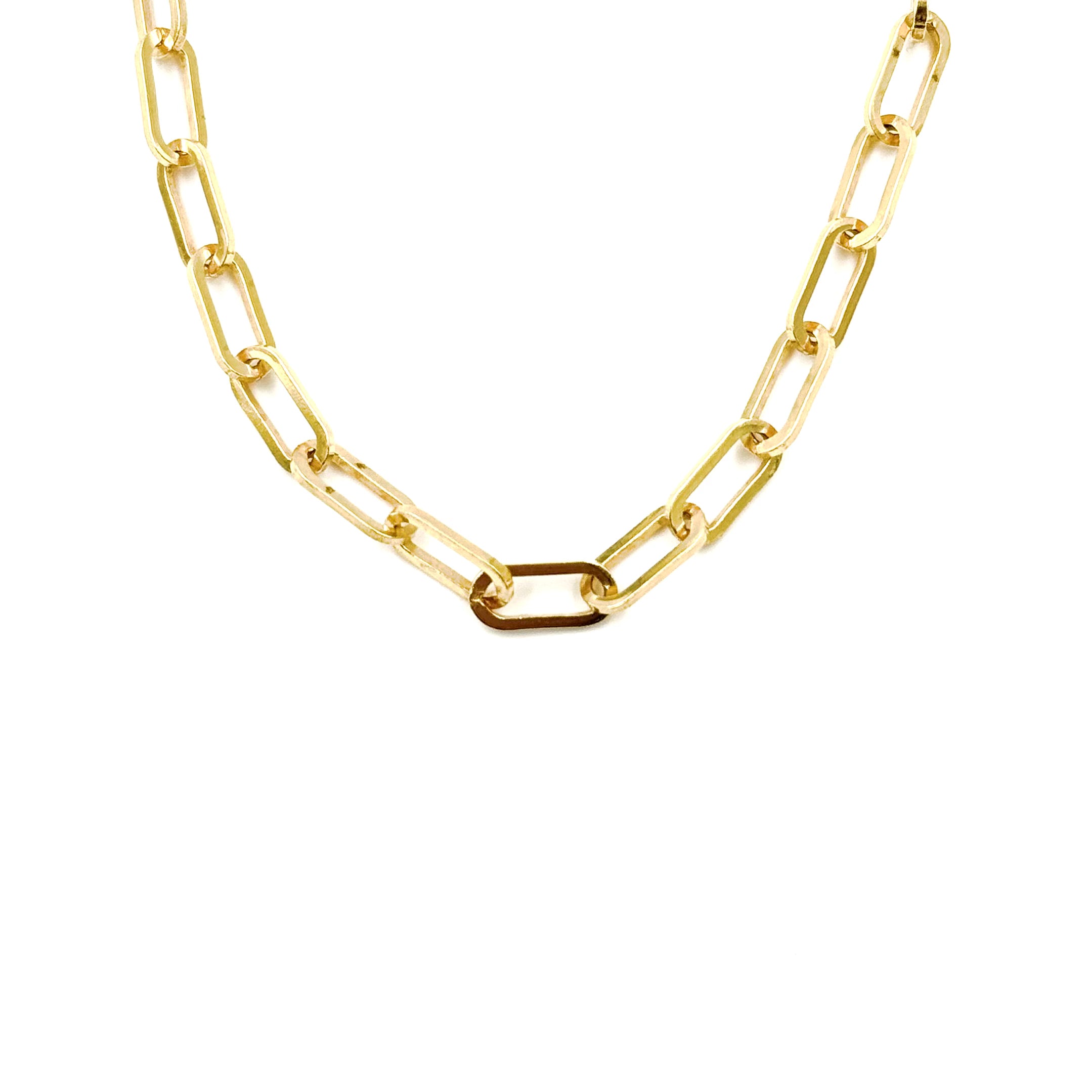 Ashley Gold Stainless Steel Gold Plated Paperclip Link Necklace for Women - Trendy Layered Chain Jewelry for Everyday Wear & Gift Giving