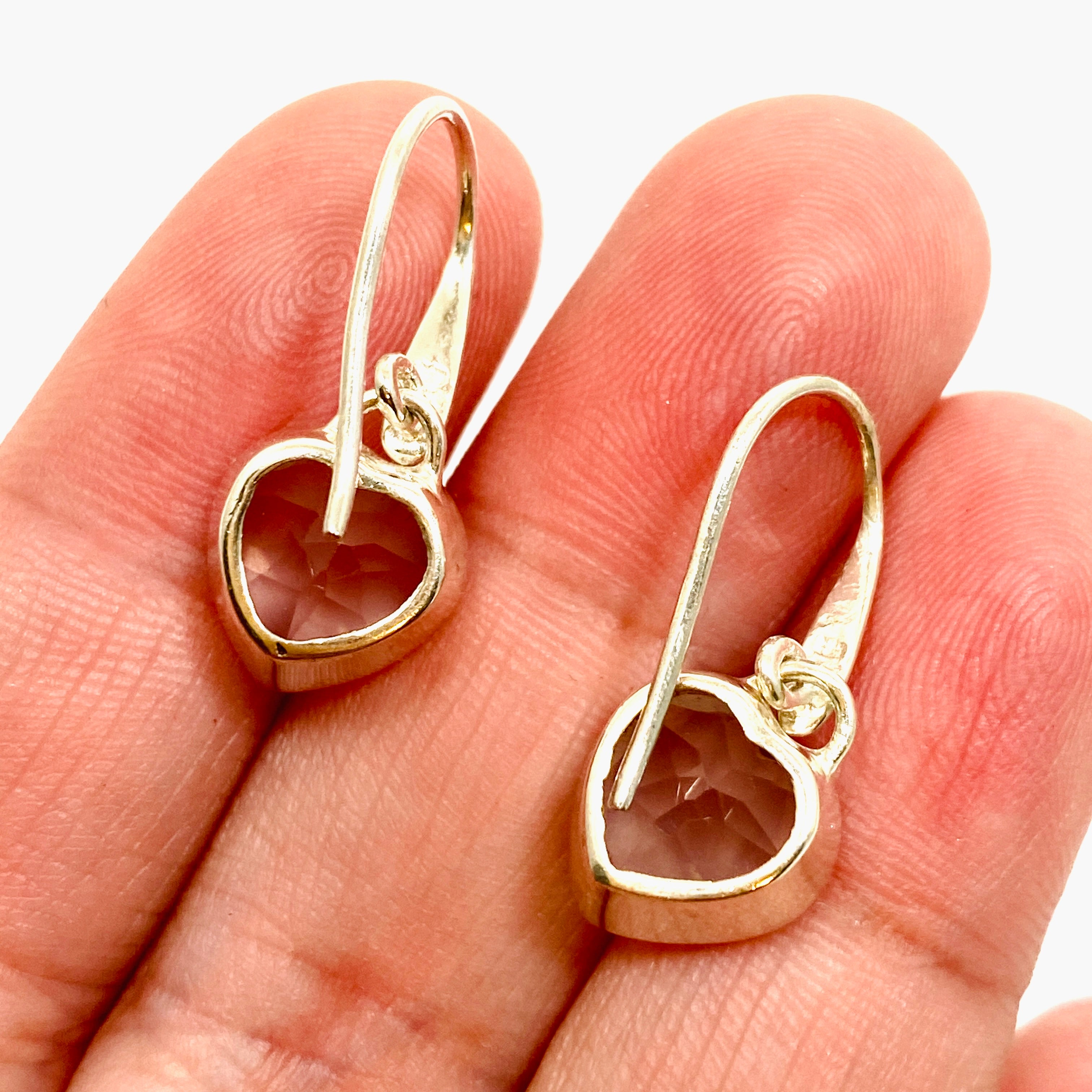 Rose Quartz Heart Faceted Earrings for Women - Dainty Crystal Stud Earrings - Healing Stone Jewelry for Valentine's Day Gift, Meditation & Energy Balancing