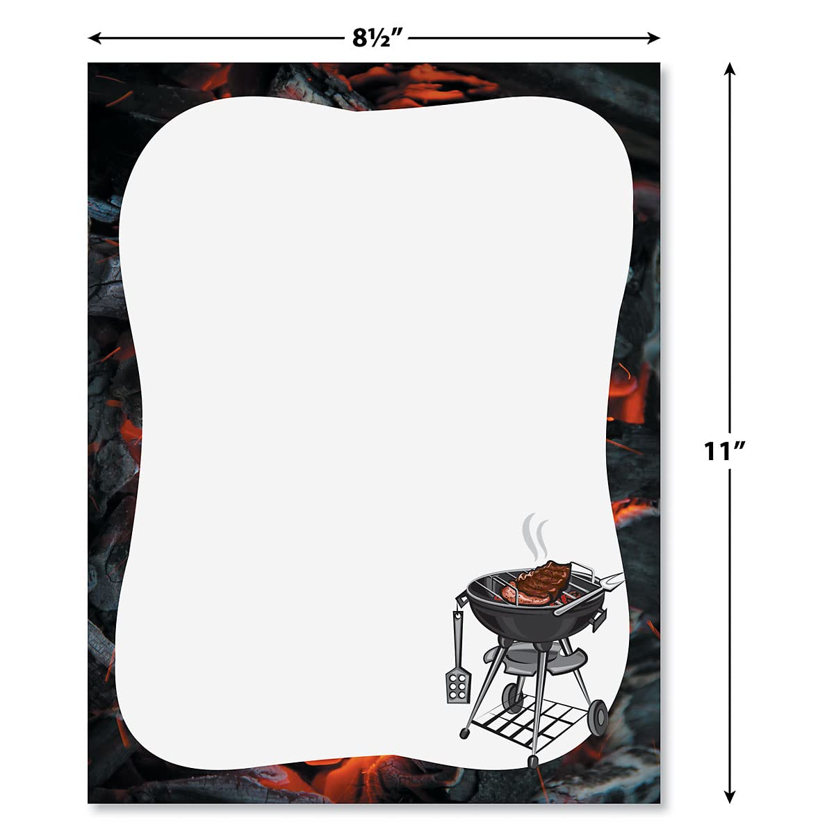 25-Pack BBQ Summer Letter Papers - 8.5 x 11 Inch Barbecue Picnic Stationery, Printer Compatible Computer Paper for Father's Day, Grilling Parties & Outdoor Events