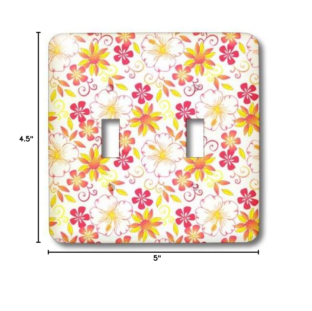 3D Rose Pretty Pink and Yellow Hawaiian Flowers Light Switch Cover - Decorative Wall Plate for Home, Bedroom, Bathroom, Kitchen (Single Toggle Size)