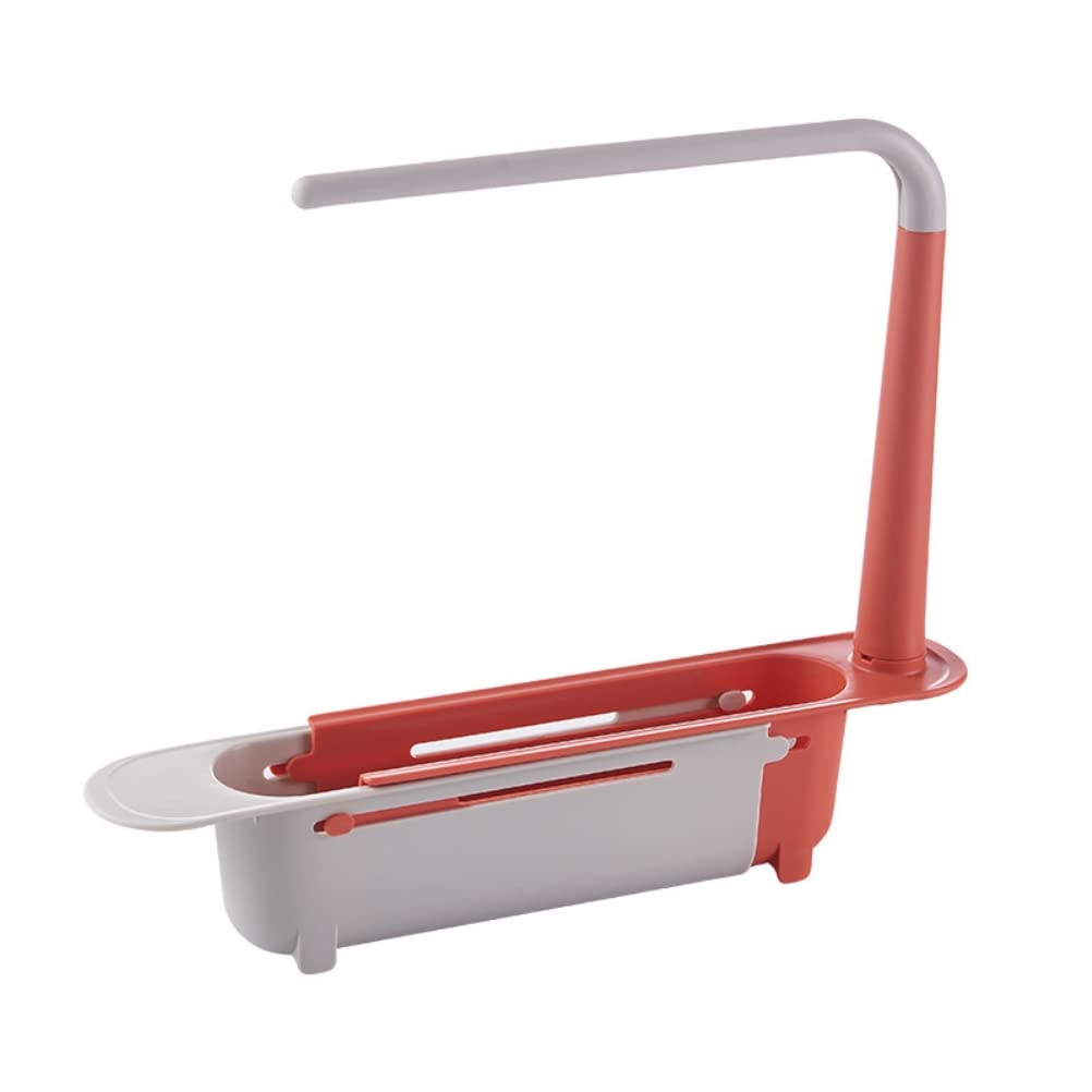 Dimengya Adjustable Telescopic Sink Shelf - Expandable Kitchen Storage Rack for Sponges, Soap, Tableware & Drainer Basket - Perfect for Small Spaces & Compact Kitchens