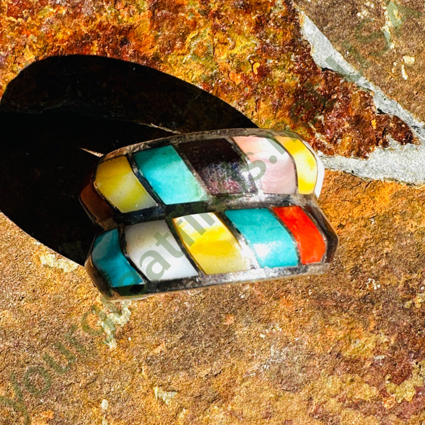 Sterling Silver Double Row Wide Band Ring with Turquoise Stone - Elegant Boho Jewelry for Women, Perfect for Weddings, Parties & Everyday Wear
