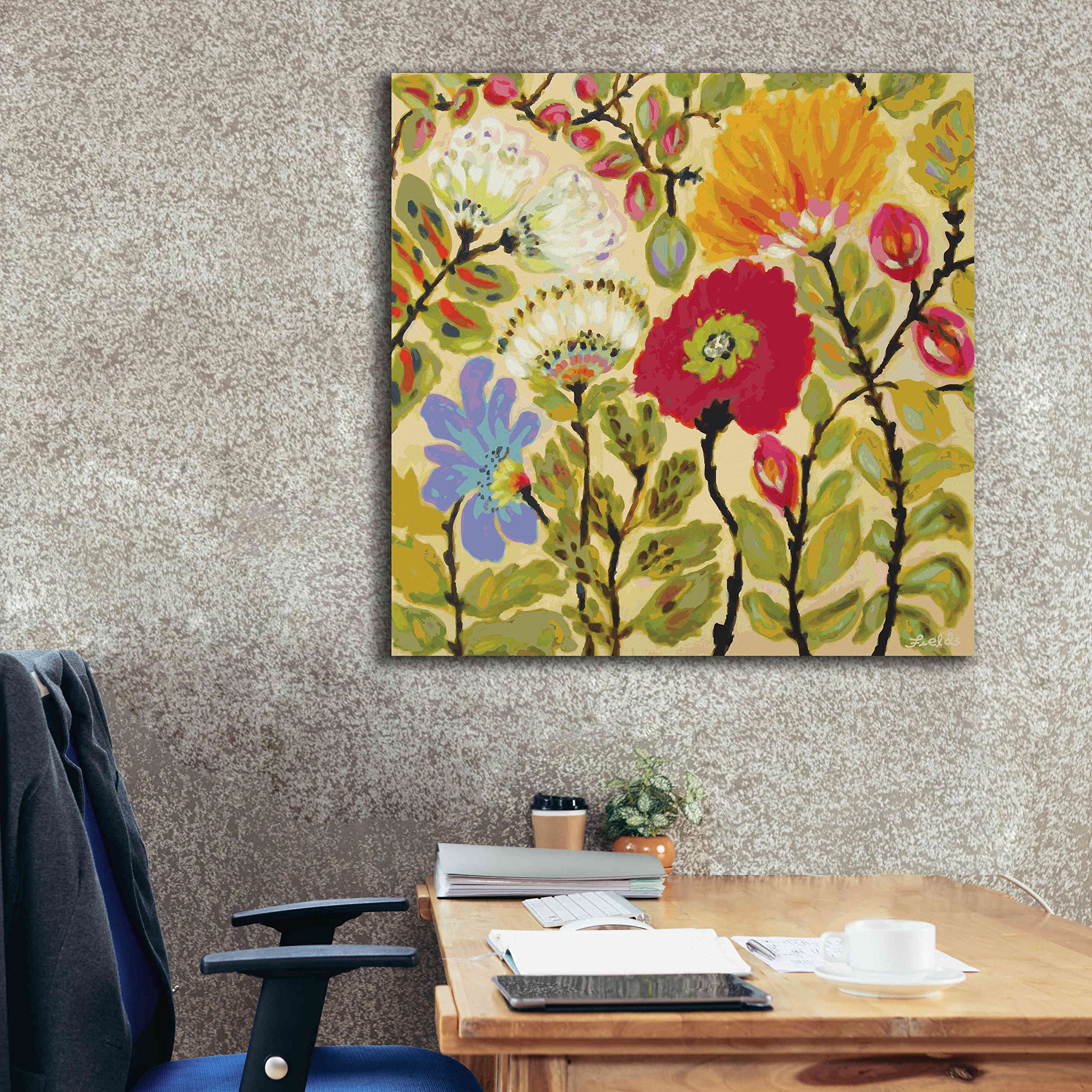 Karen Fields 'Autumn Fresh Garden' Giclee Canvas Wall Art - 37x37 Inch Fall Landscape Painting for Living Room, Bedroom & Office Decor