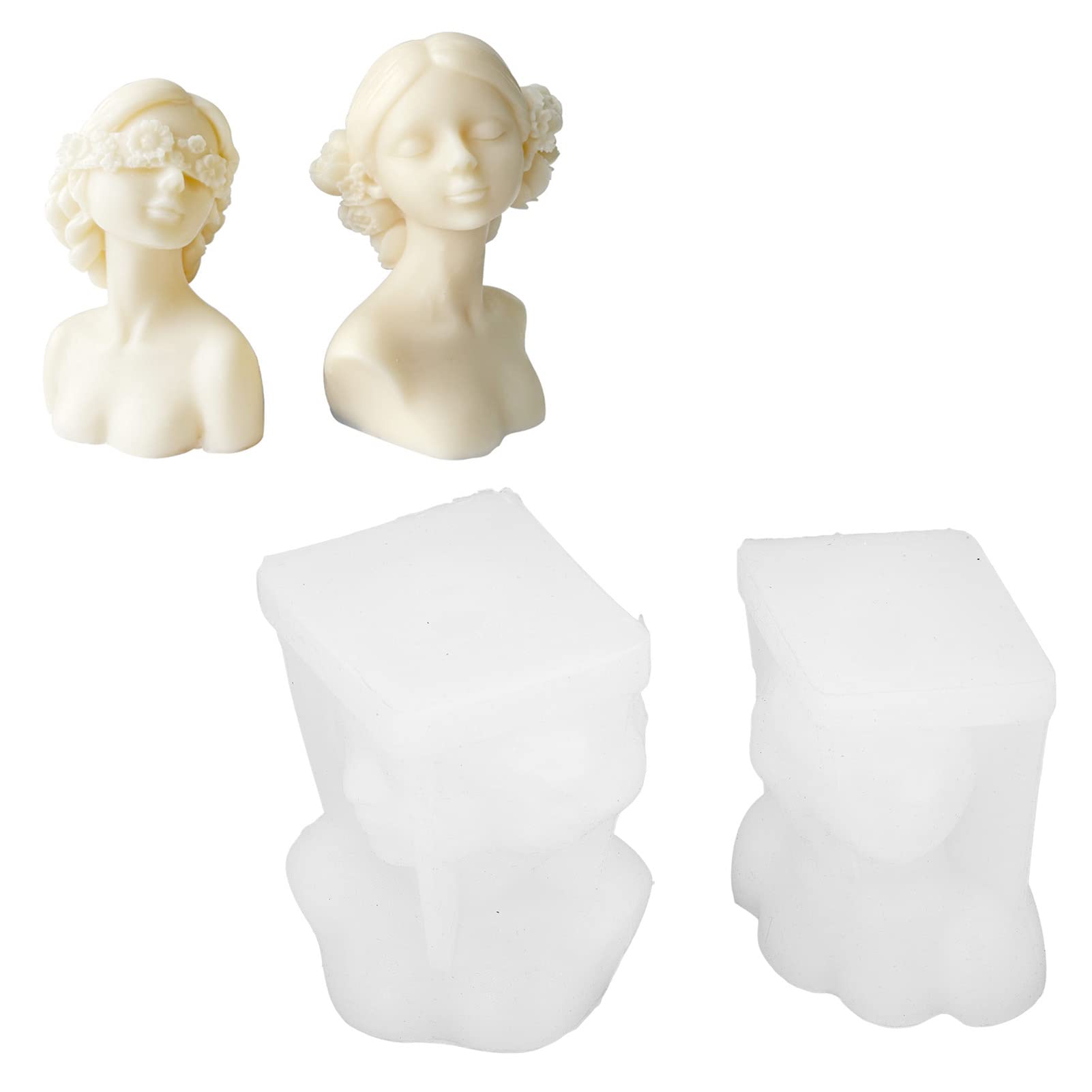 Reusable Silicone Candle Mold - Blindfolded & Eyes Closed Girl Shapes for DIY Epoxy Resin, Soap, Cake & Chocolate Scented Candles | Perfect for Home Decor, Gift Making & Craft Projects