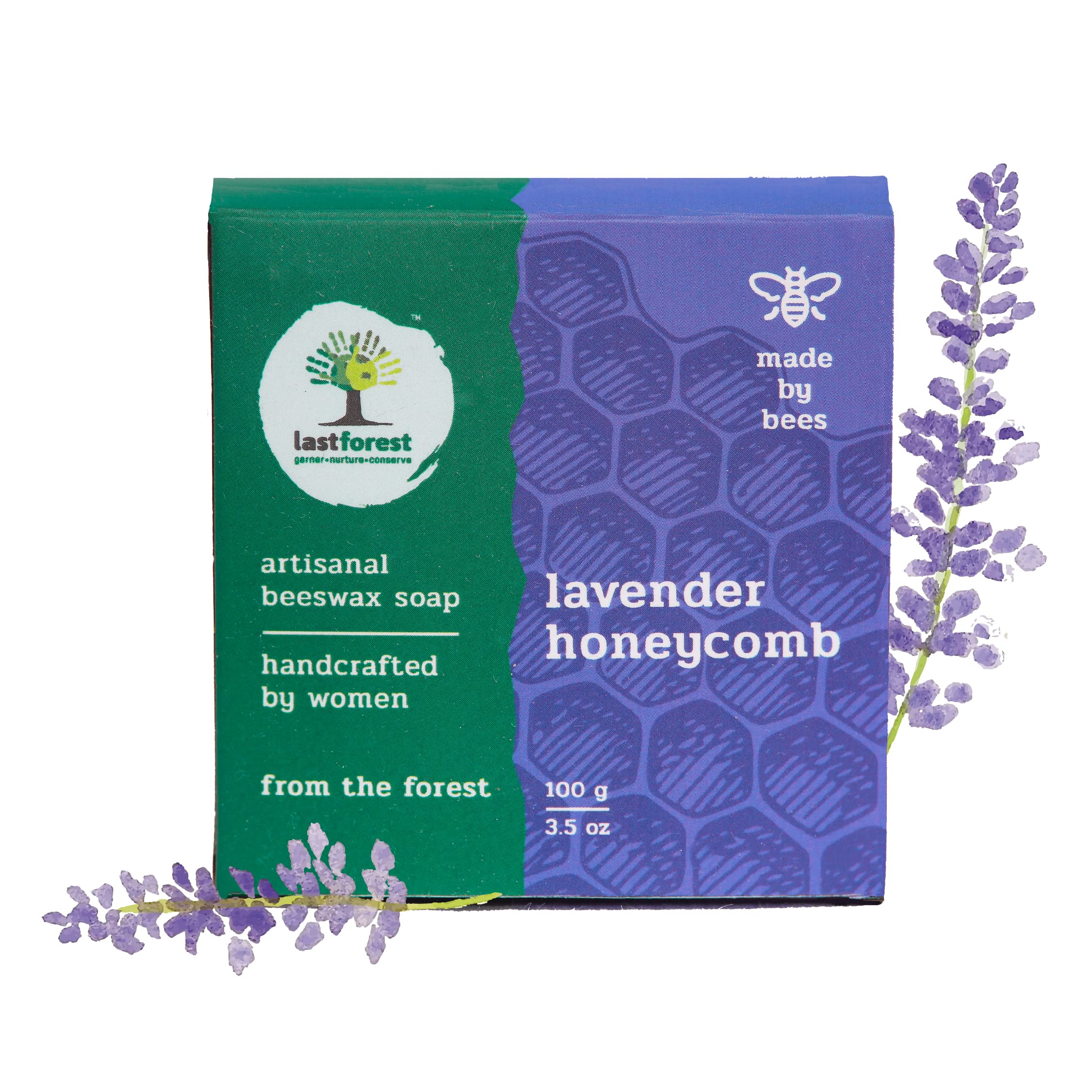 Last Forest Beeswax Soap (100g) - Natural Handmade Herbal Soap for Glowing Skin | Moisturizing Lavender Bath Bar with Pure Beeswax | Gentle Cleansing for Men & Women | Perfect for Dry Skin Care & Relaxing Bath Time