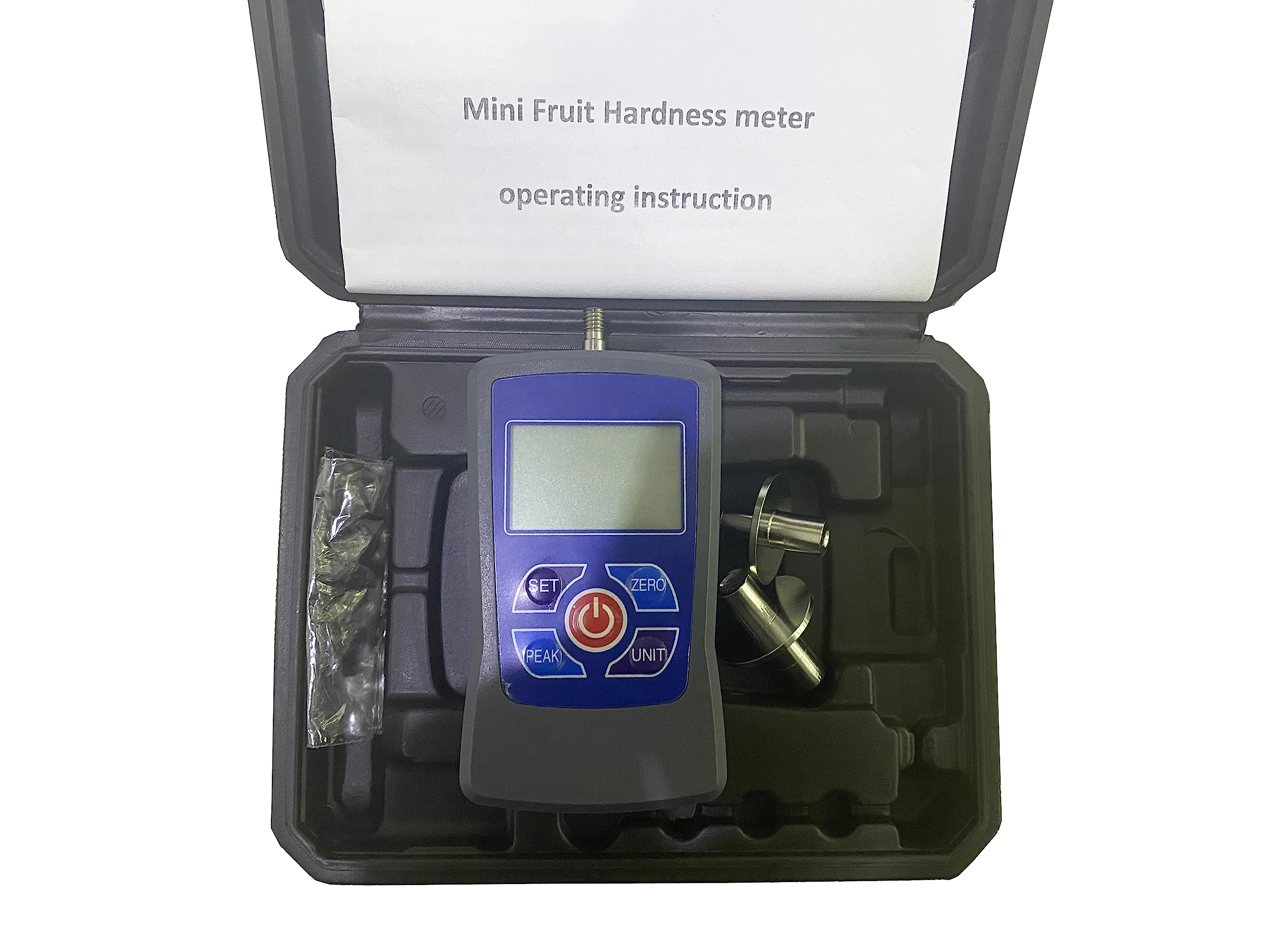 Digital Fruit Hardness Tester Penetrometer with 2 Measuring Heads (Φ7.9mm & Φ11.1mm) | 0.2-15Kgf/cm² & 0.4-30Kgf/cm² Range | for Soft & Hard Fruits | Perfect for Quality Control in Orchards, Farms, and Food Processing Plants