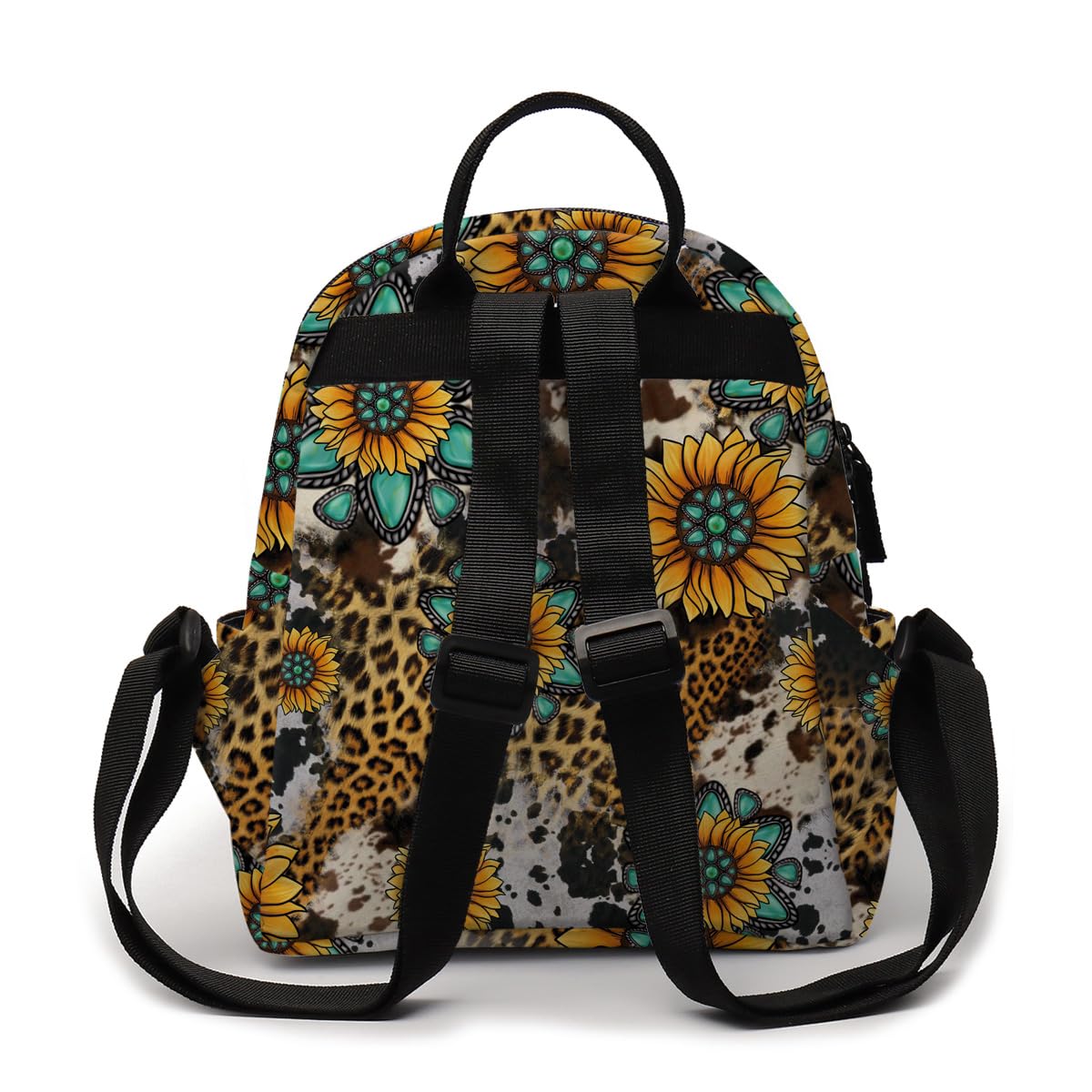 Deanfun Mini Backpack - Fashion Cow Print Leopard Sunflower 3D Printing Small Water Resistant Backpack for Women & Teens - Perfect for Travel, School, Hiking & Daily Use