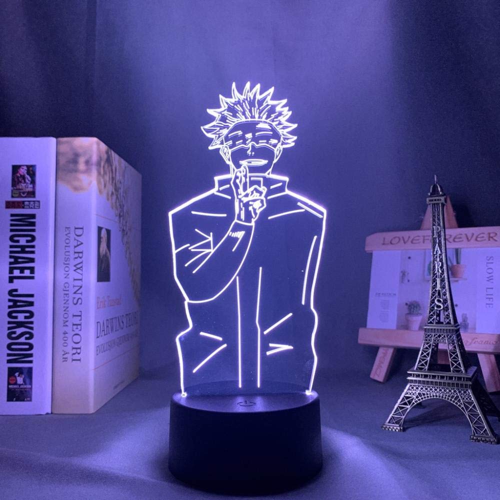 3D LED Illusion Night Light Lamp - Anime Satoru Gojo & Yuji Itadori Figures - 16 Color Changing with Remote - Perfect for Kids Bedroom Decor, Birthday Gifts & Manga Lovers - Creates Magical Ambiance for Sleep, Study & Relaxation