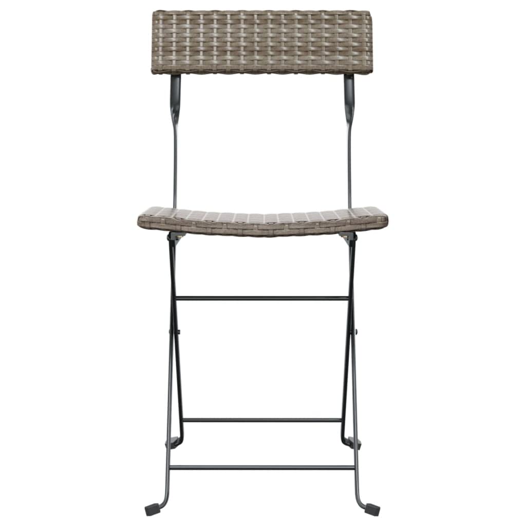 4-Pack Gray Poly Rattan Folding Bistro Chairs with Steel Frame - Durable Foldable Outdoor Patio Furniture for Garden, Terrace, Poolside & Balcony Seating