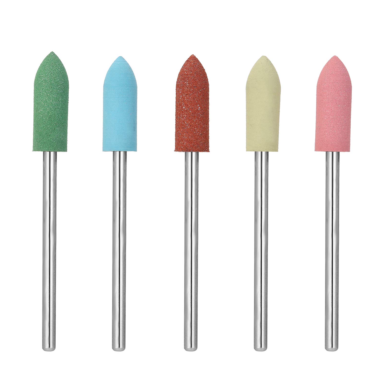 5Pcs Multicolor Rubber Nail Drill Bits Set for Manicure, Pedicure & Nail Art - Professional Nail Buffer Polisher Grinding Tools for Salon & Home Use - Perfect for Acrylic, Gel & Natural Nails