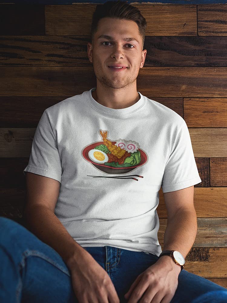 Smartprints Ramen Noodle Bowl Graphic T-Shirt for Men - Funny Food Lover Tee for Casual Wear & Anime Fans