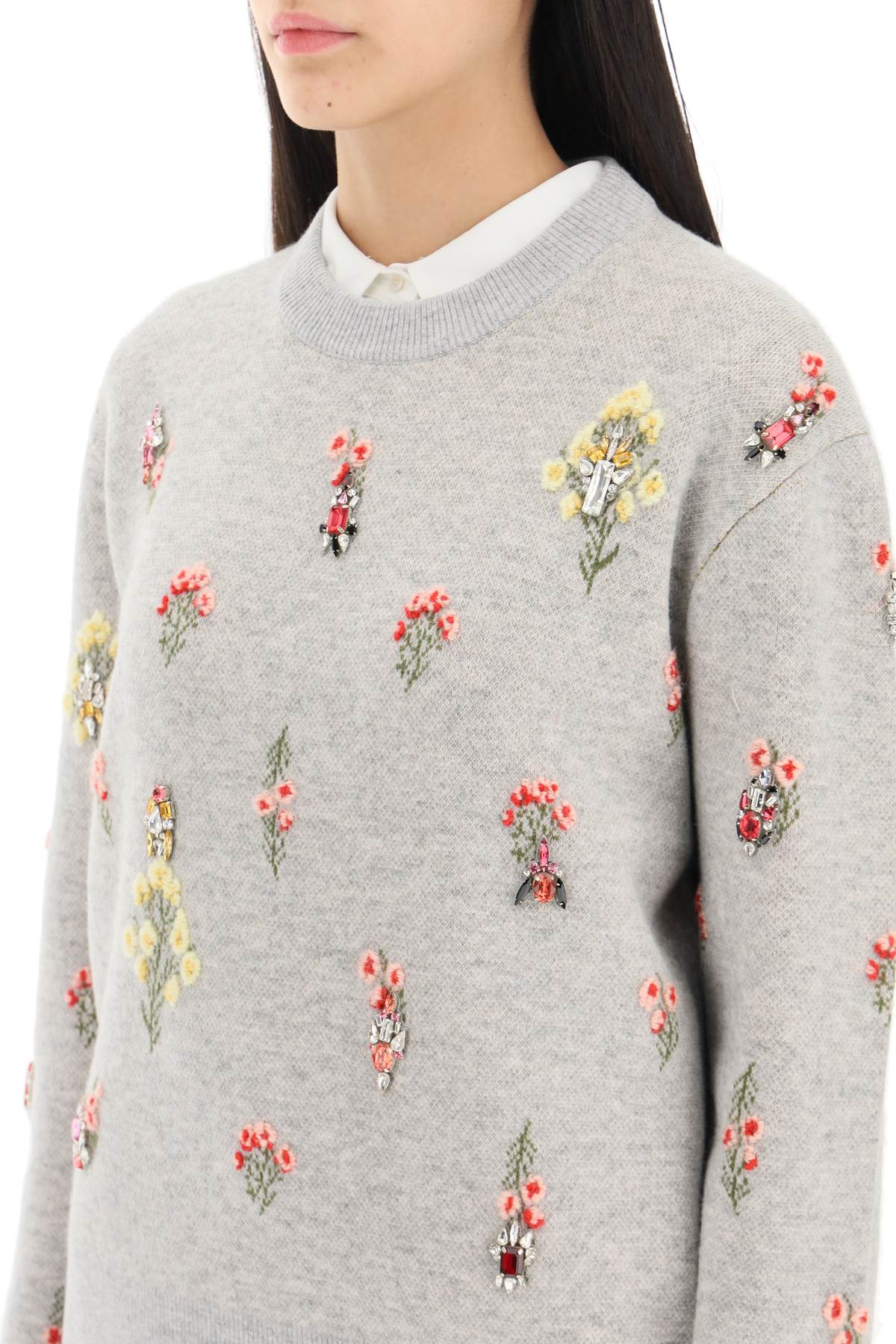 Burberry 'Lorena' Floral Embroidered Crystal Pullover Sweater for Women | Luxury Knitwear for Casual Outings & Special Occasions