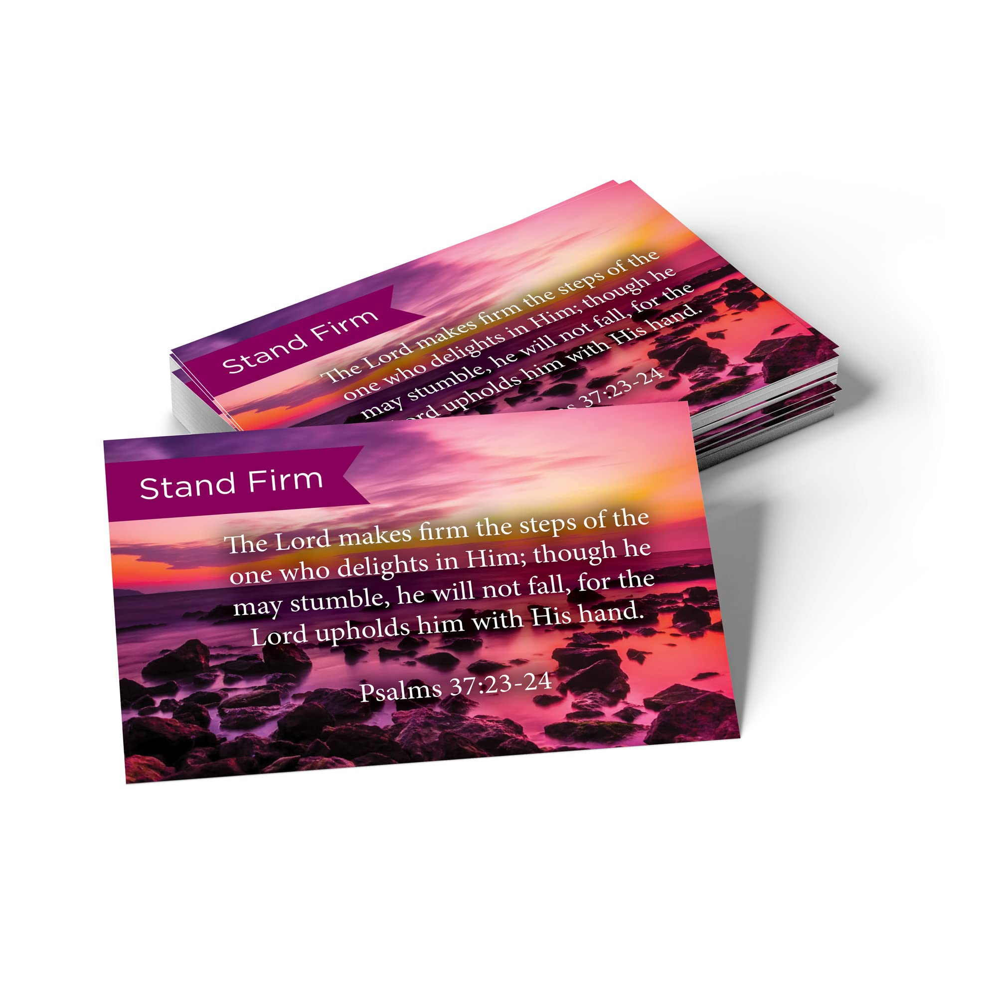 Stand Firm Scripture Cards - Psalm 37:23-24 - 25 Pack Bible Verse Cards for Devotion & Study - Christian Encouragement Gifts