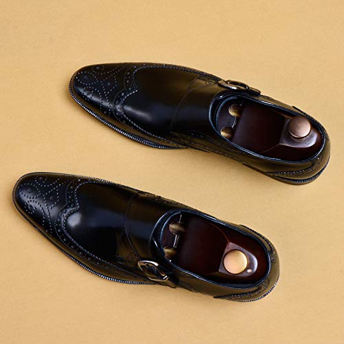 Men's Monk Buckle Dress Shoes - Leather Business & Formal Shoes for Urban Walking, Work, Banquet - Black Size 43/UK 8.5/US 9 - Perfect for Office, Wedding & Professional Occasions