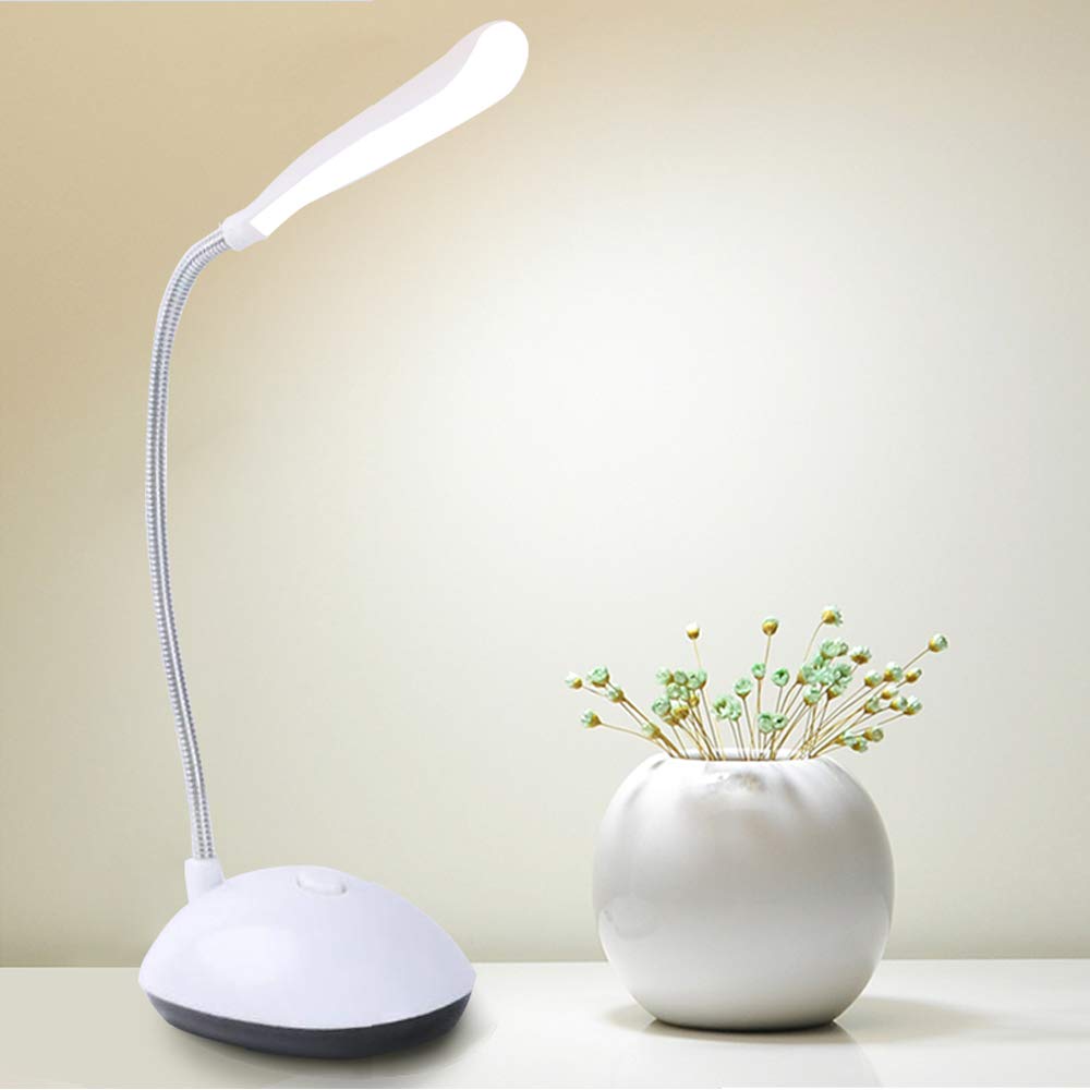 Foldable LED Desk Lamp with Dimmable Light - Portable Battery Powered Reading Lamp (4 LEDs) - Perfect for Home Office, Study, Nightstand & Book Reading