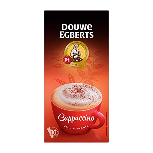 Douwe Egberts Instant Coffee Packets - 10 Count Cappuccino Solution (4.41oz) | Perfect for Office, Travel & Quick Breakfast