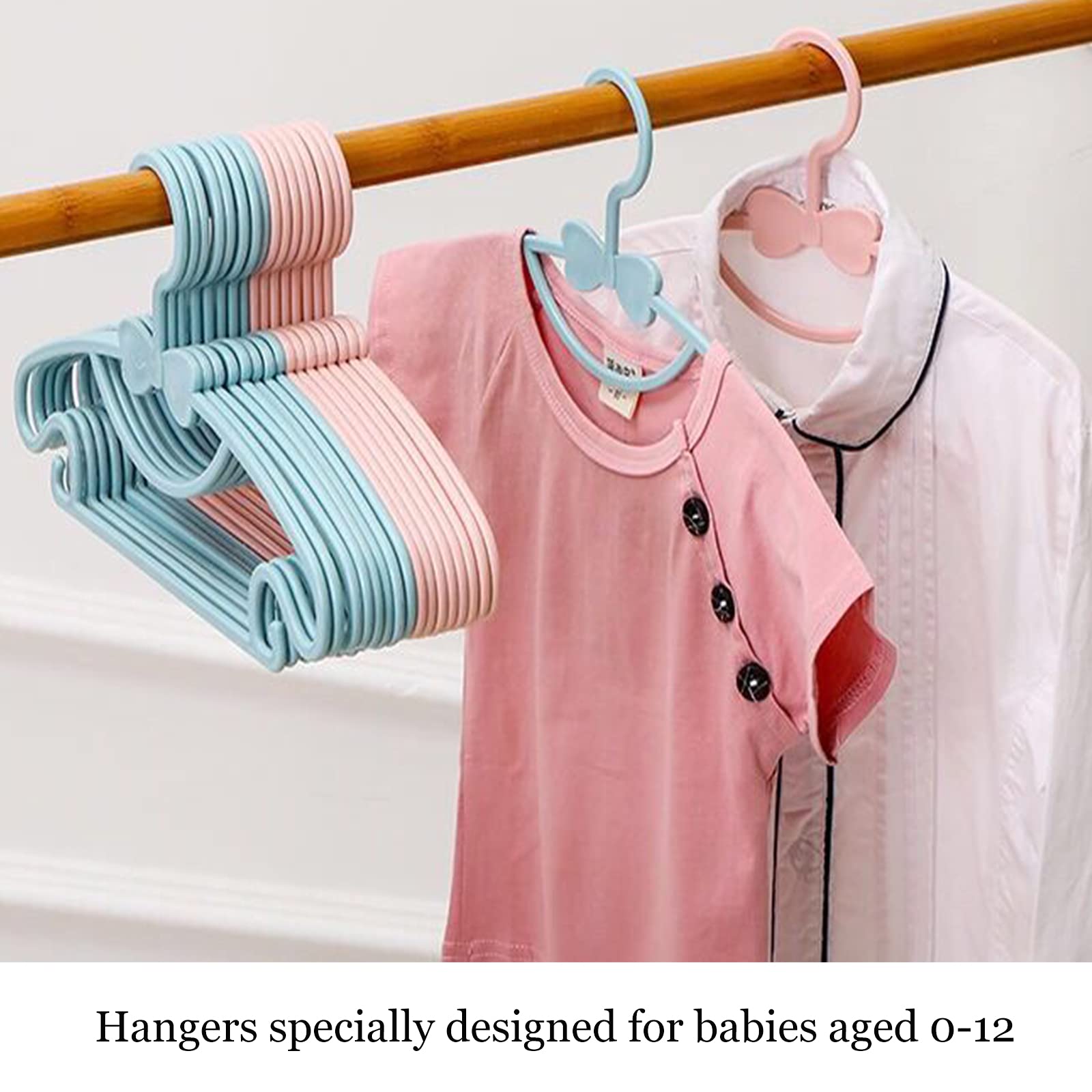 20 Pack Durable Plastic Baby Hangers for Kids Clothes - Toddler & Infant Closet Organizer - 4 Color Options - Perfect for Nursery, Daycare or Travel Wardrobe Organization