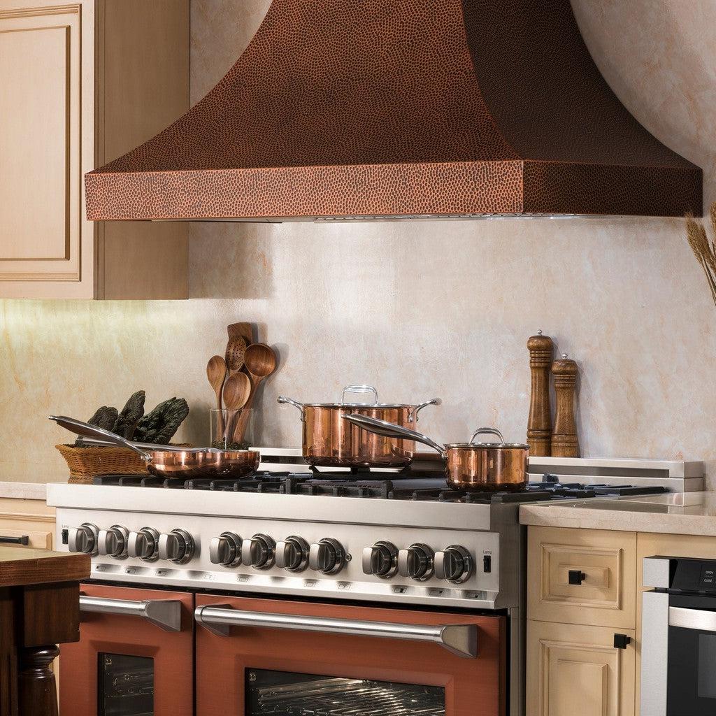 ZLINE Designer Series Hand Hammered Copper Finish Wall Range Hood (8632H) - Premium Kitchen Ventilation for Modern Homes, Perfect for Gas Stoves and Cooking Areas