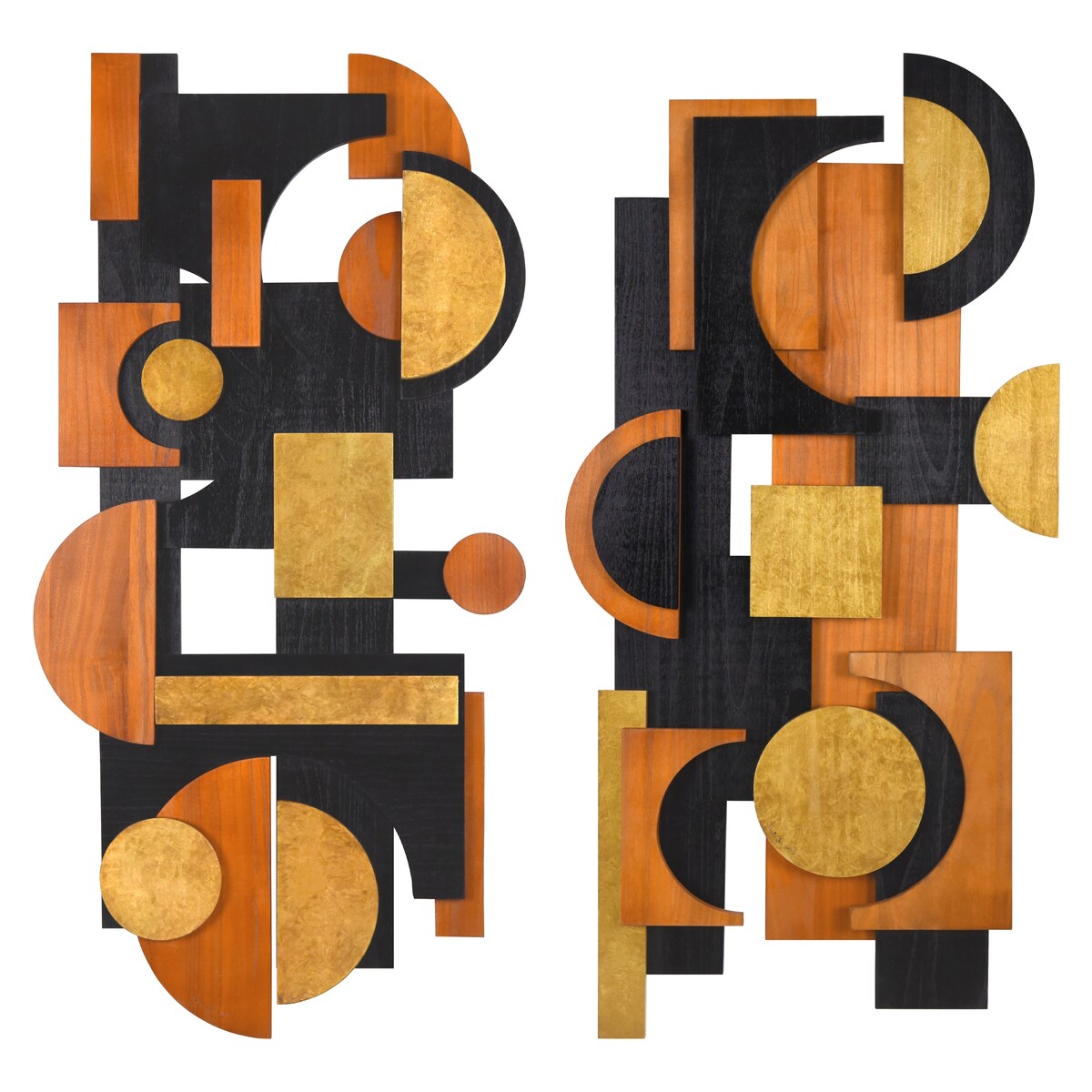 Handmade Amber Embraces I & II Dimensional Solid Wood Wall Art - Unique Home Decor for Living Room, Bedroom & Office