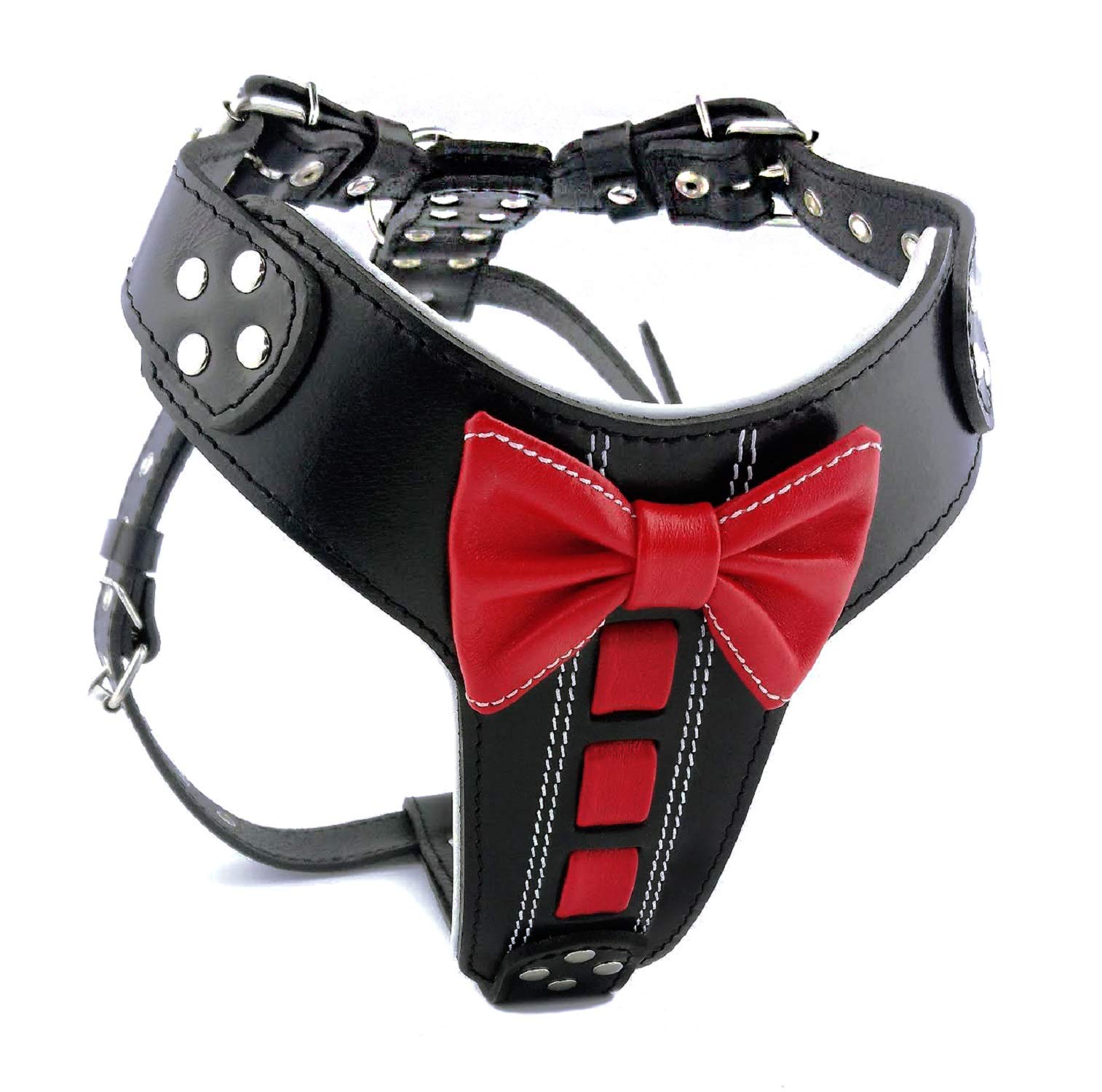 Bestia Bowtie Leather Dog Harness - Padded Comfort for Large Breeds - Durable & Stylish for Walking, Training & Outdoor Adventures