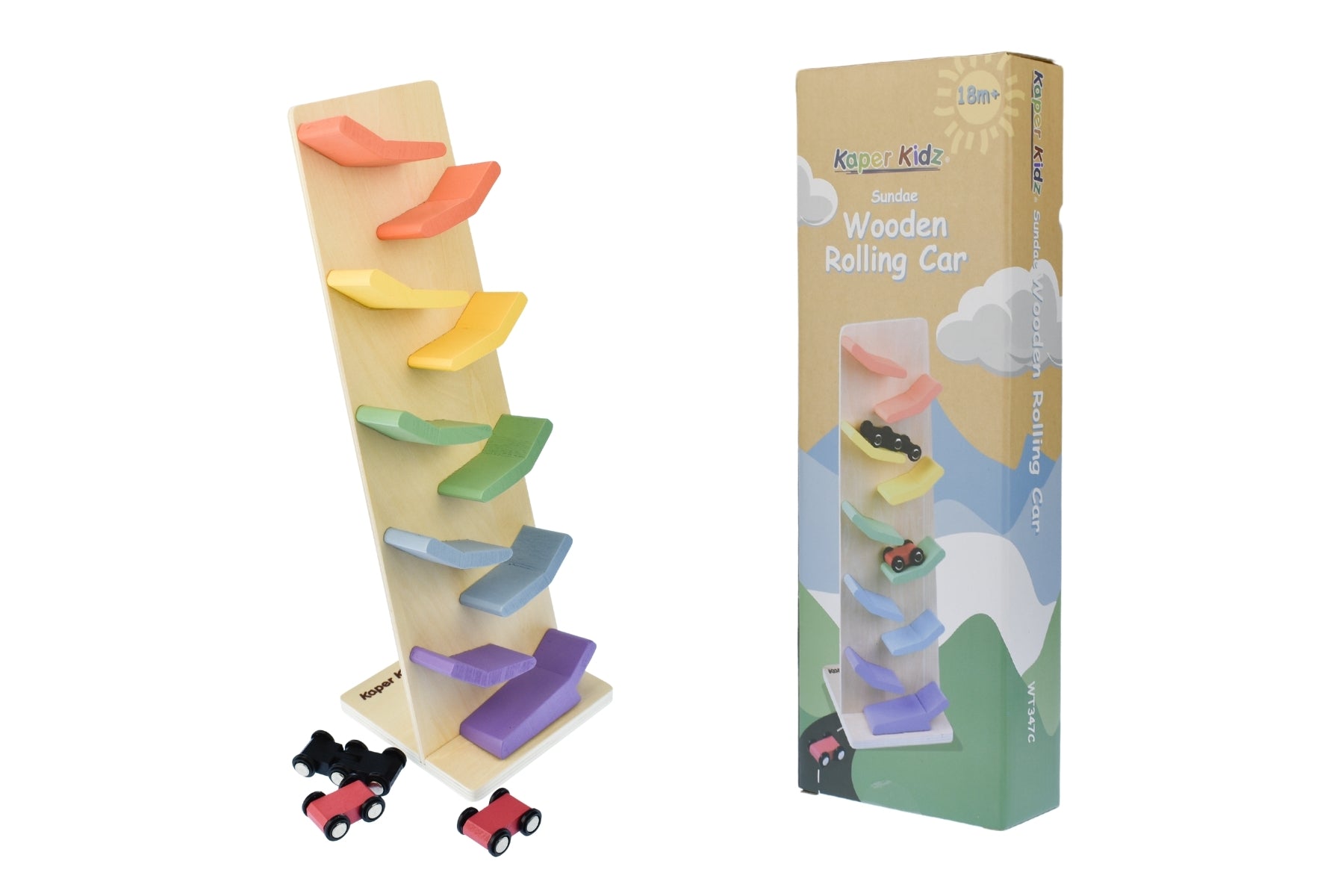 Kaper Kidz Sundae Rolling Car - Fun Ice Cream Toy for Kids, Toddler Push & Pull Toy, Pretend Play for Boys & Girls - Perfect for Indoor & Outdoor Playtime, Birthday Gifts