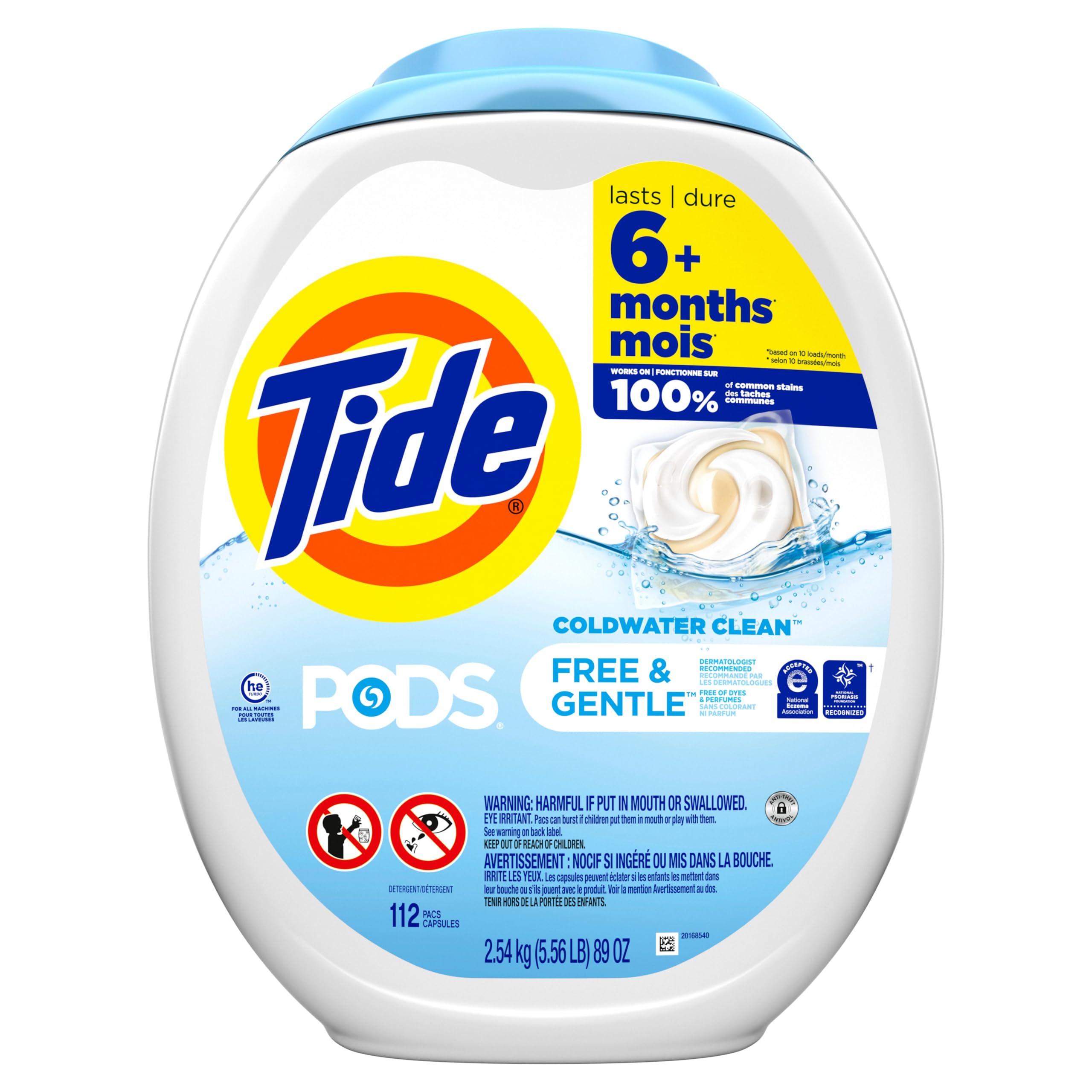 Tide PODS Free & Gentle Laundry Detergent Soap Pacs - Hypoallergenic, Dye-Free (112 Count) - Perfect for Sensitive Skin & Baby Clothes - Ideal for HE Washers & Eco-Friendly Laundry
