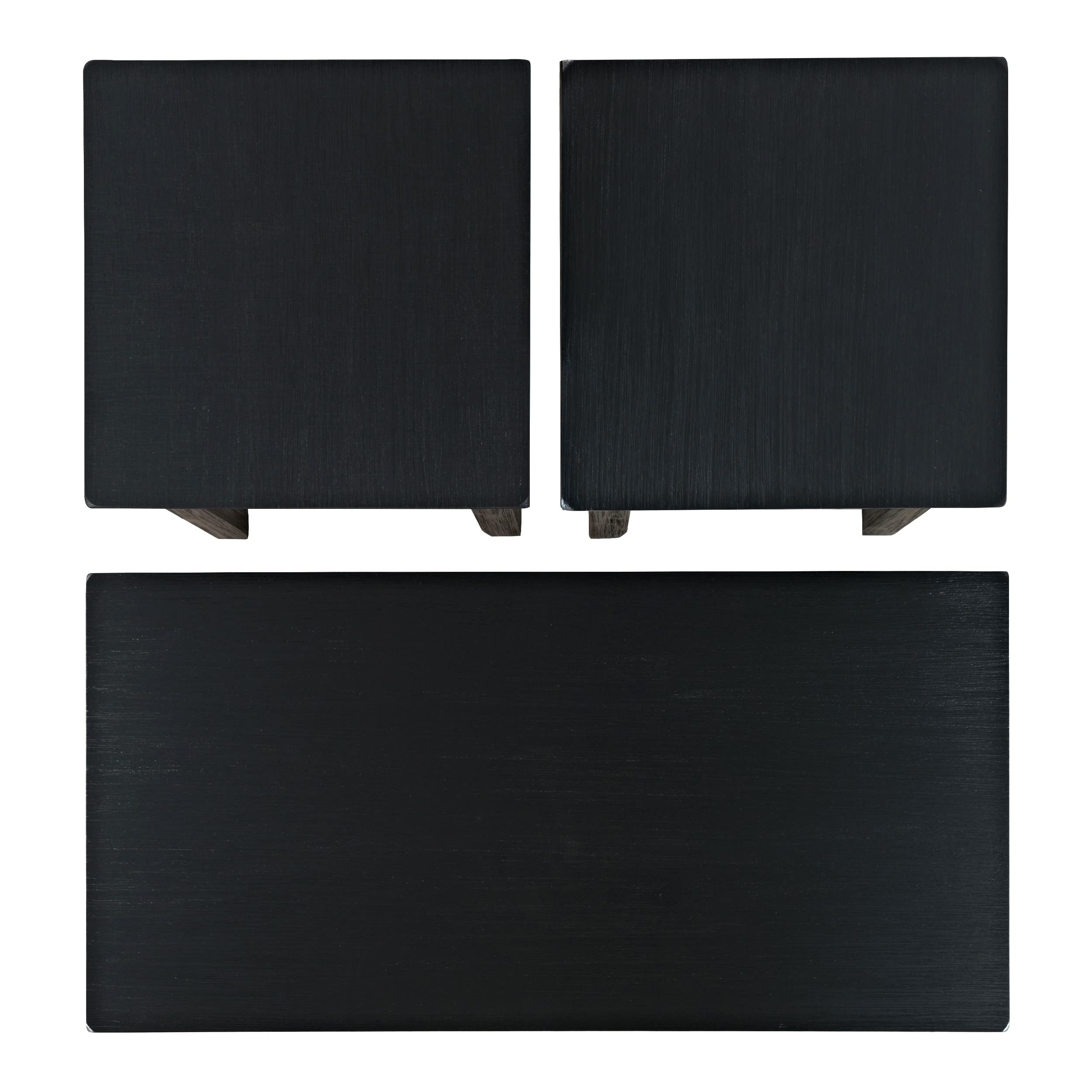 Benjara 3-Piece Coffee Table Set with Chamfered Legs - Modern Black Living Room Furniture for Small Spaces | Perfect for Apartments, Condos & Cozy Homes
