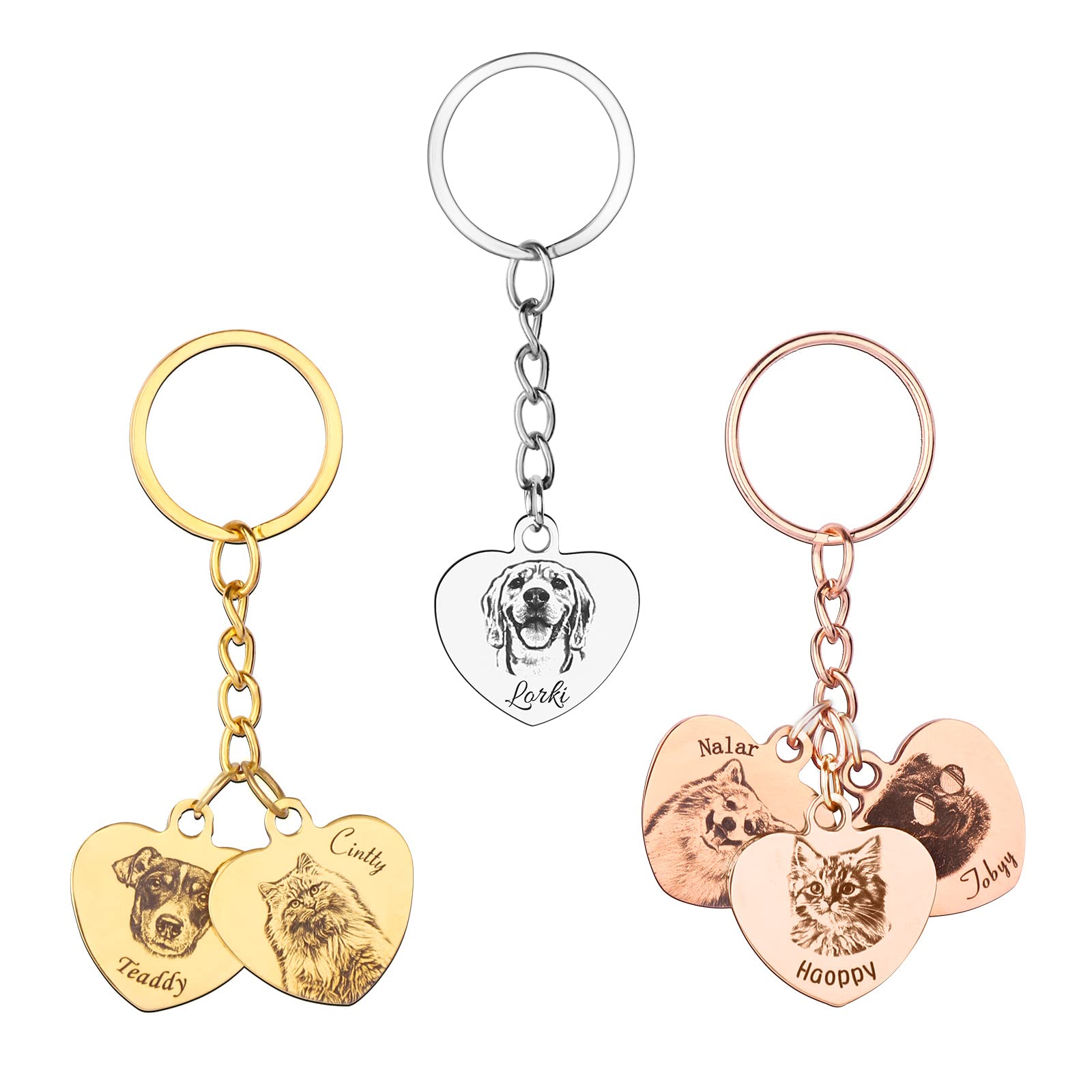 **Personalized Dog Keychain with Heart Photo Engraving - Custom Pet Memorial Gift for Dog Moms & Animal Lovers - Perfect for Keyrings, Backpacks, and Keepsakes**