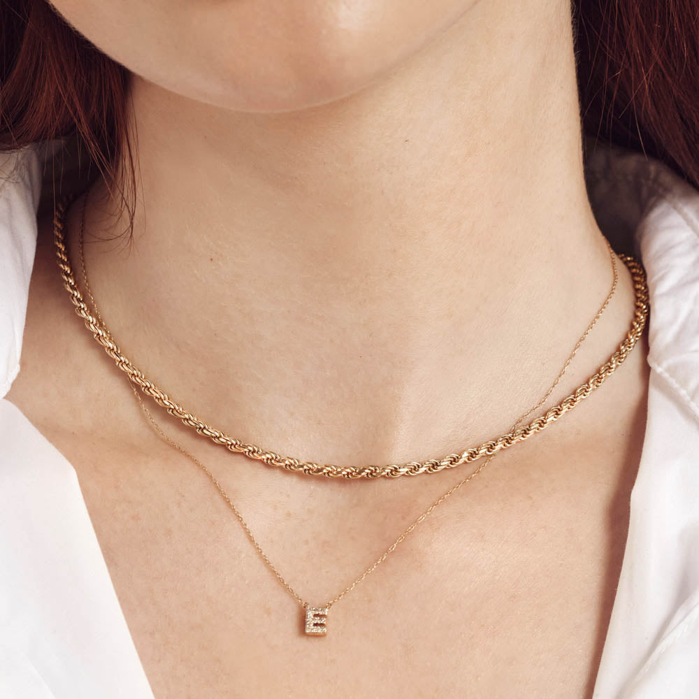 10k Gold Diamond Letter E Necklace - Elegant Initial Jewelry for Women, Perfect for Gifts, Anniversaries, and Everyday Wear