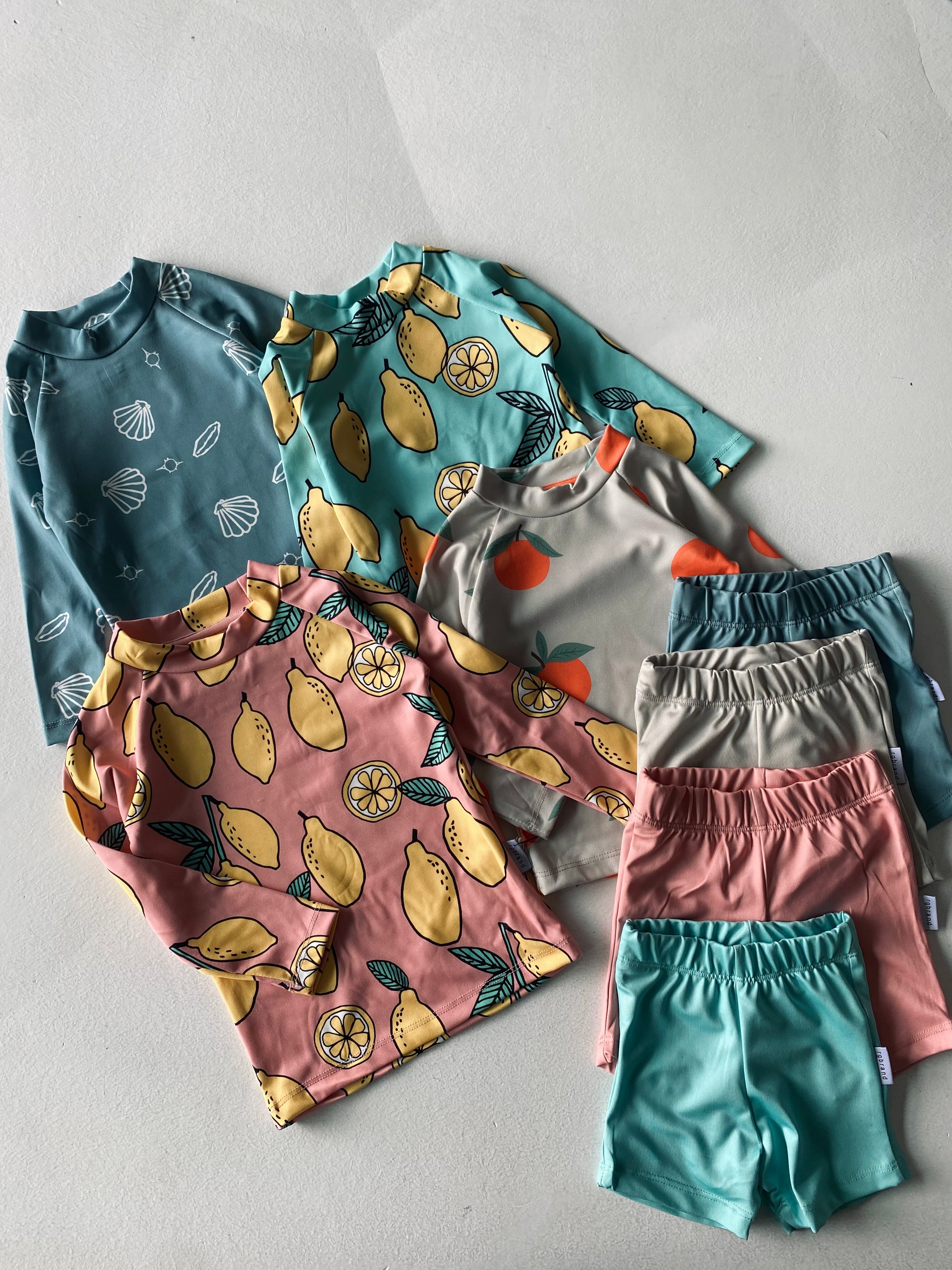 Baby Long Sleeve T-Shirt and Shorts Swimwear Set - Soft Cotton Blend for Comfortable Playtime at Beach, Pool, or Outdoor Activities