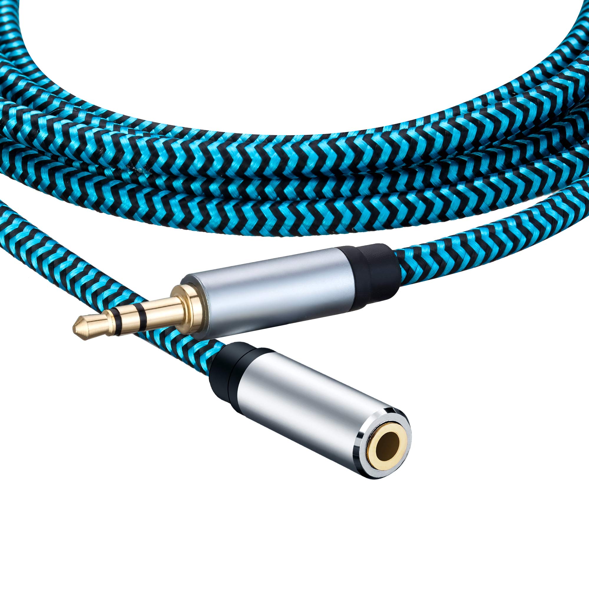 3.5mm Headphone Extension Cable 5FT/1.5M - Nylon Braided AUX Audio Extender for Headphones, iPhone, iPad, Smartphones & Tablets - Perfect for Gaming, Home Theater & Office Use
