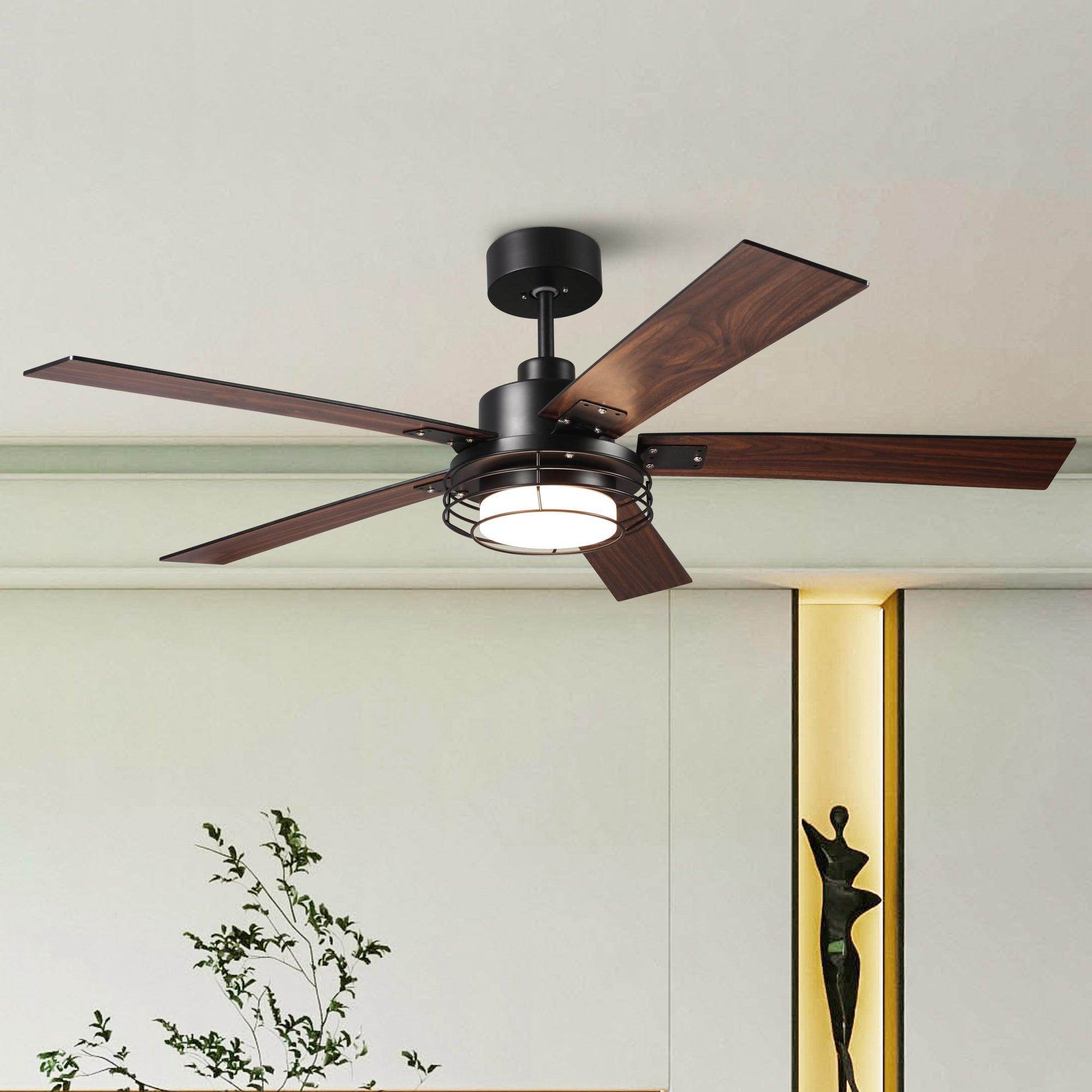 52 Inch Bernice DC Motor Industrial Ceiling Fan with LED Light and Remote Control - Perfect for Warehouses, Garages, and Large Spaces