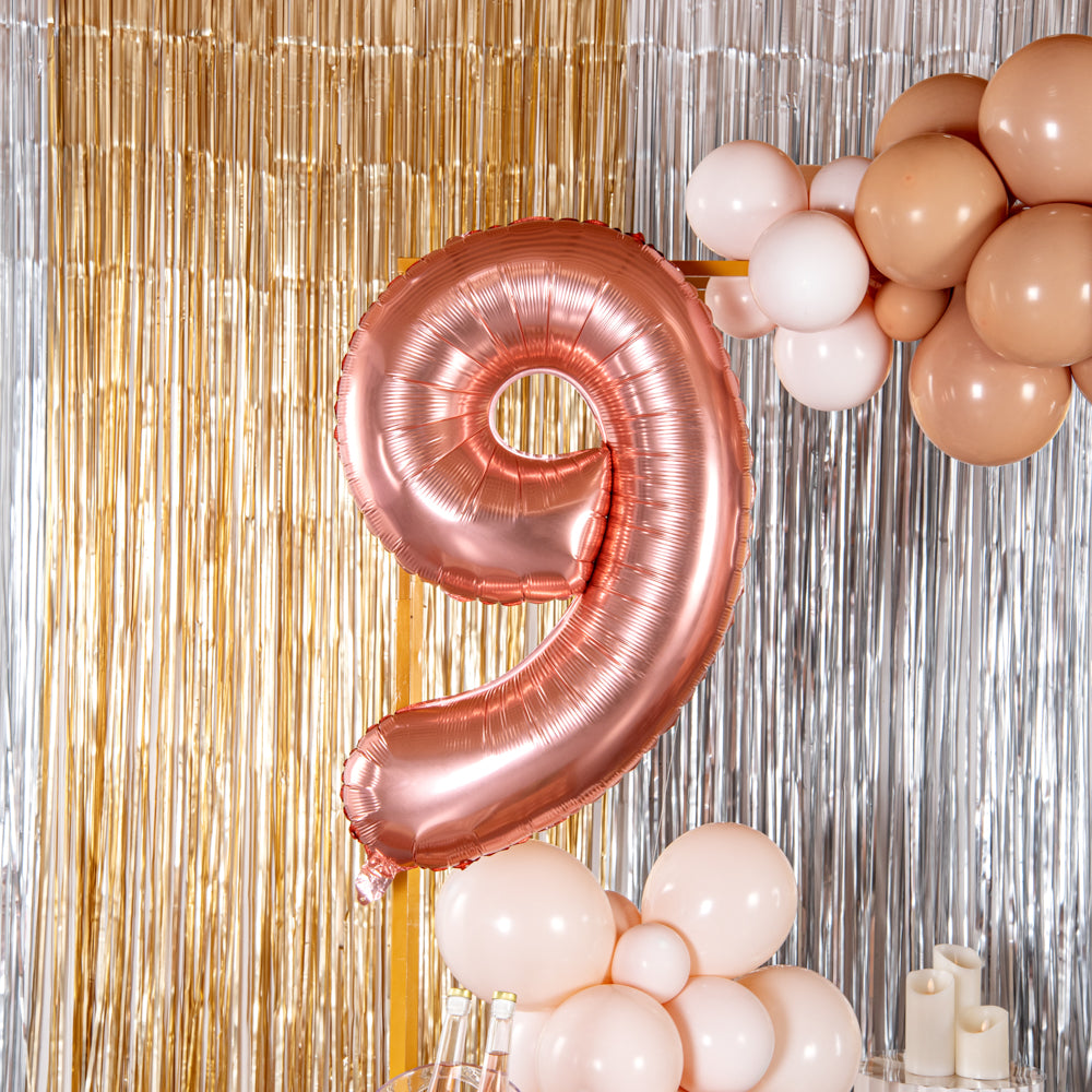 Balloonify Rose Gold Mylar Number 9 Balloon - 40 Inch Large Foil Balloon for Birthday Parties, Anniversaries & Baby Showers (1 Count Box)