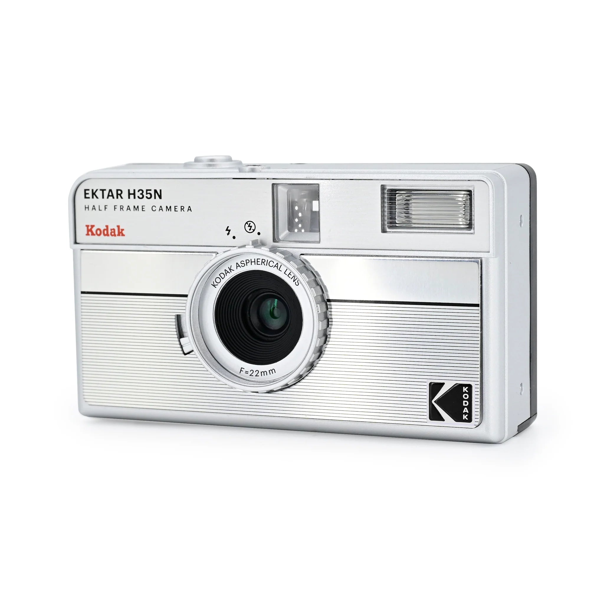 Kodak Ektar H35N Half Frame 35mm Film Camera - Striped Silver | Vintage Style Compact Camera for Travel, Street Photography & Everyday Use