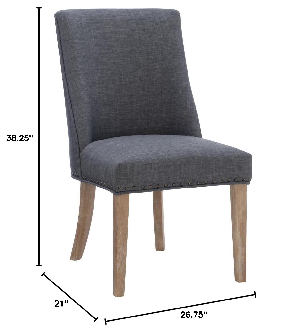 Adler Modern Dining Chairs Set of 2 - Natural Grey Upholstered Side Chairs for Kitchen, Dining Room & Office - Comfortable & Stylish Seating Solution