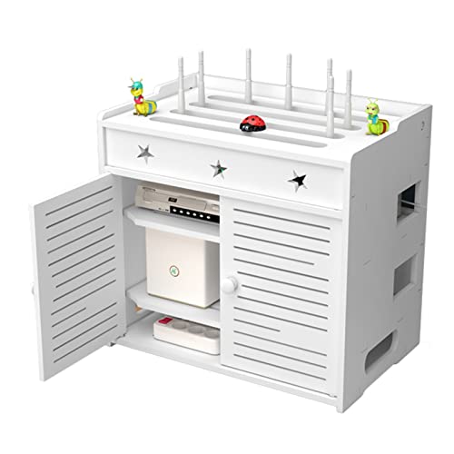 Wall Mount WiFi Router Storage Box with Cable Organizer - Floating Shelf for Router, Modem & Electronics (40 x 26 x 37cm) - Perfect for Home Office, Living Room & Bedroom Network Setup