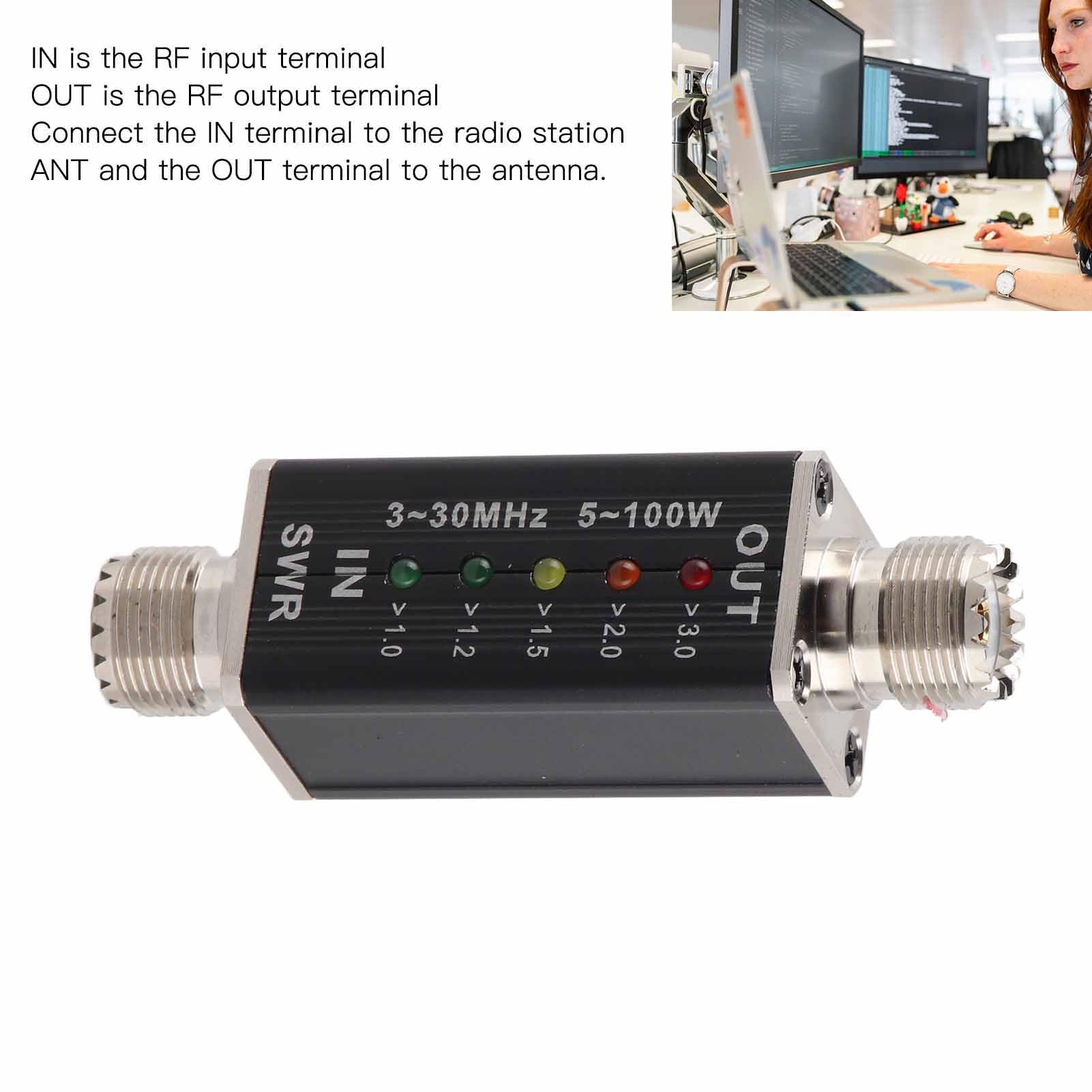 OKJHFD 5-100W Antenna Analyzer - Mini Shortwave LED Indicator Meter for Radio Impedance & Capacitance Measurement - Perfect for Ham Radio, SWL & Field Testing