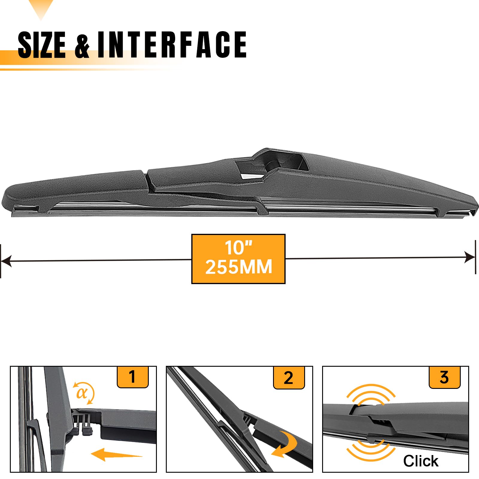 AUTOBOO 10 Inch Rear Wiper Blade Replacement for TOYOTA RAV4 2013-2018 & Highlander 2020-2023 | Jeep Compass 2018-2023 | OEM Quality Back Windshield Wiper Blade (1-Pack) - Perfect for Rainy Weather & Winter Driving Conditions
