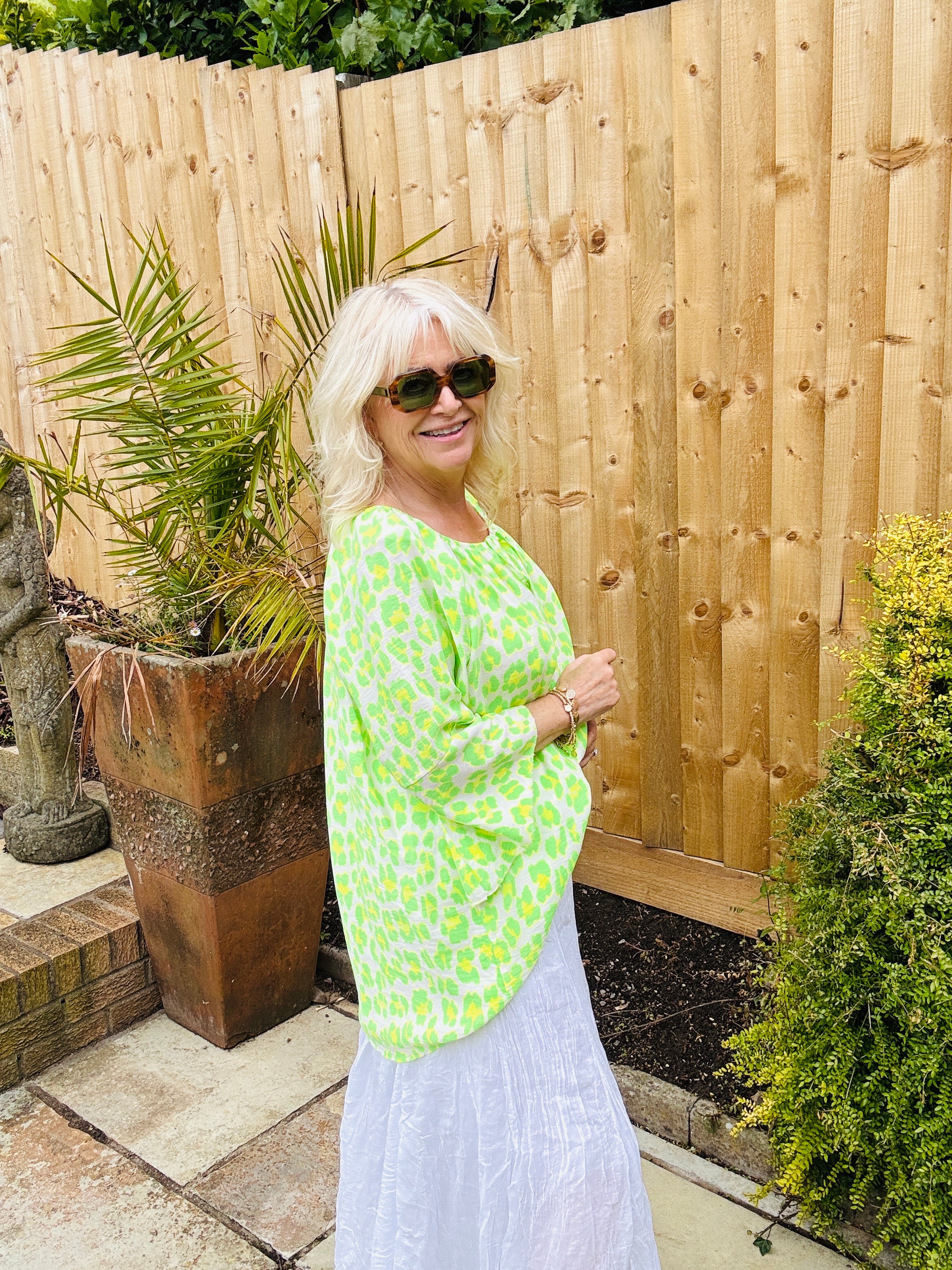 Lucy Leopard Print Women's Top in Lime Green - Stylish & Trendy for Casual Wear, Parties & Night Out