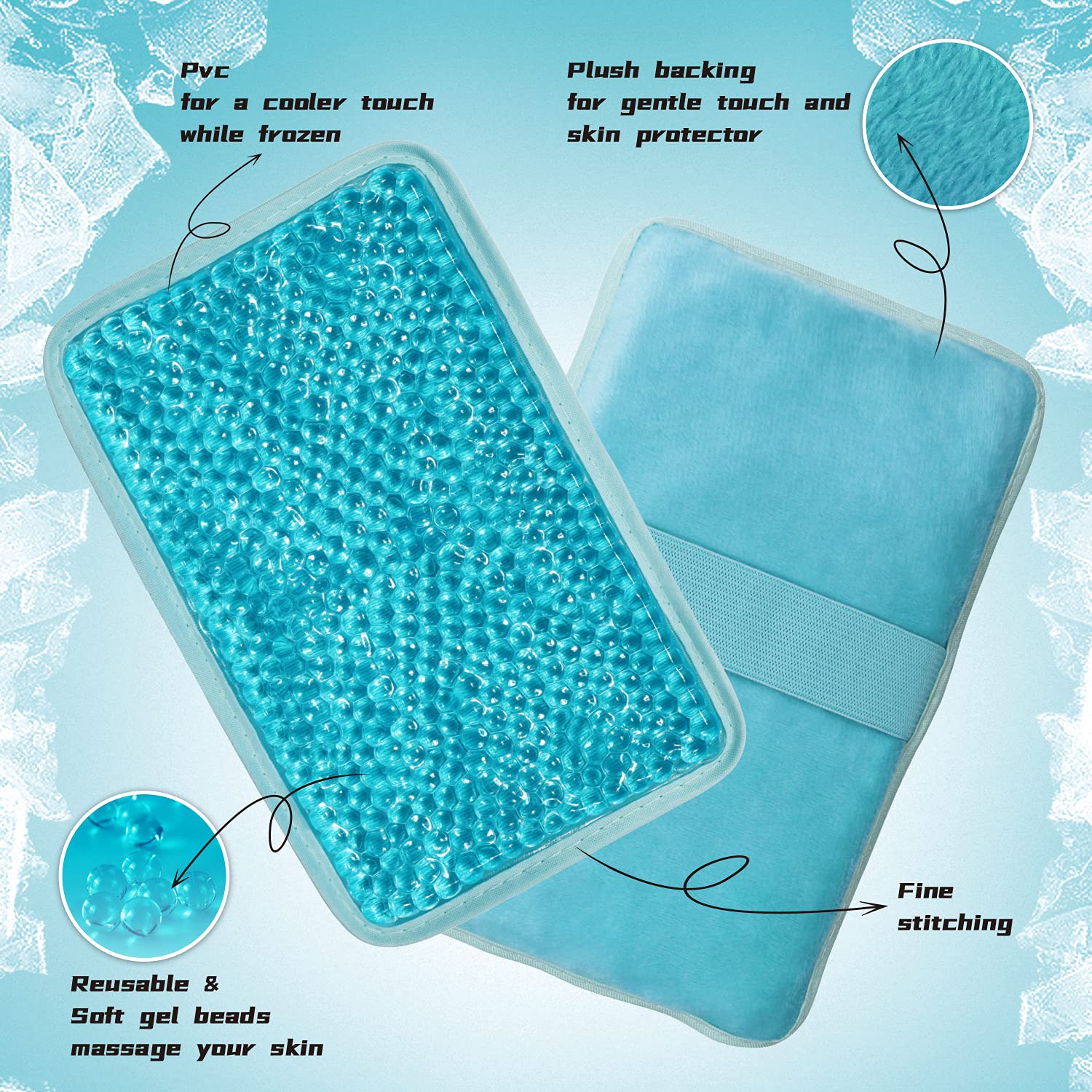 Reusable Gel Beads Ice Pack Hot & Cold Therapy Wrap for Knee, Shoulder, Back, Neck Pain Relief - Adjustable Strap for Injuries, Swelling, Wisdom Tooth (Blue, 2-Pack) - Perfect for Sports Recovery & Post-Surgery Care