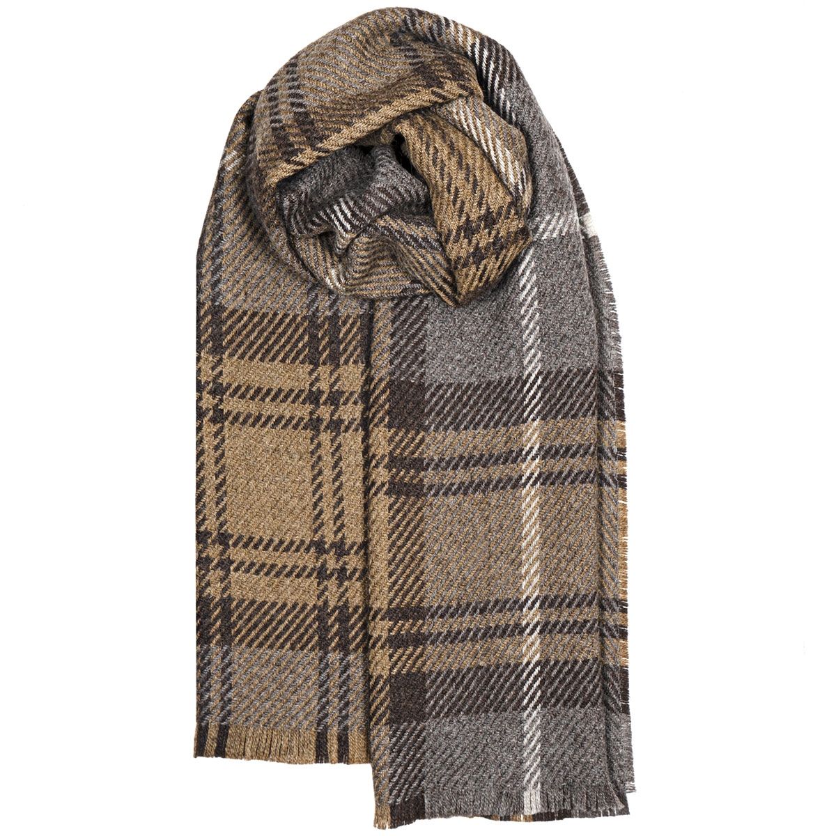 Fearne British Wool Cranston Taupe Stole - Soft & Warm Wool Scarf for Women & Men - Perfect for Winter, Fall & Formal Occasions