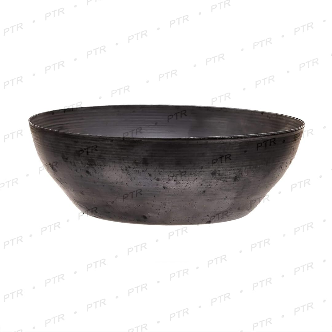 PTR Iron Bowl for Henna & Mehendi Paste Mixing - Traditional Indian Wok Kadai Without Handle - Perfect for DIY Body Art, Tattoo Designs & Cultural Celebrations