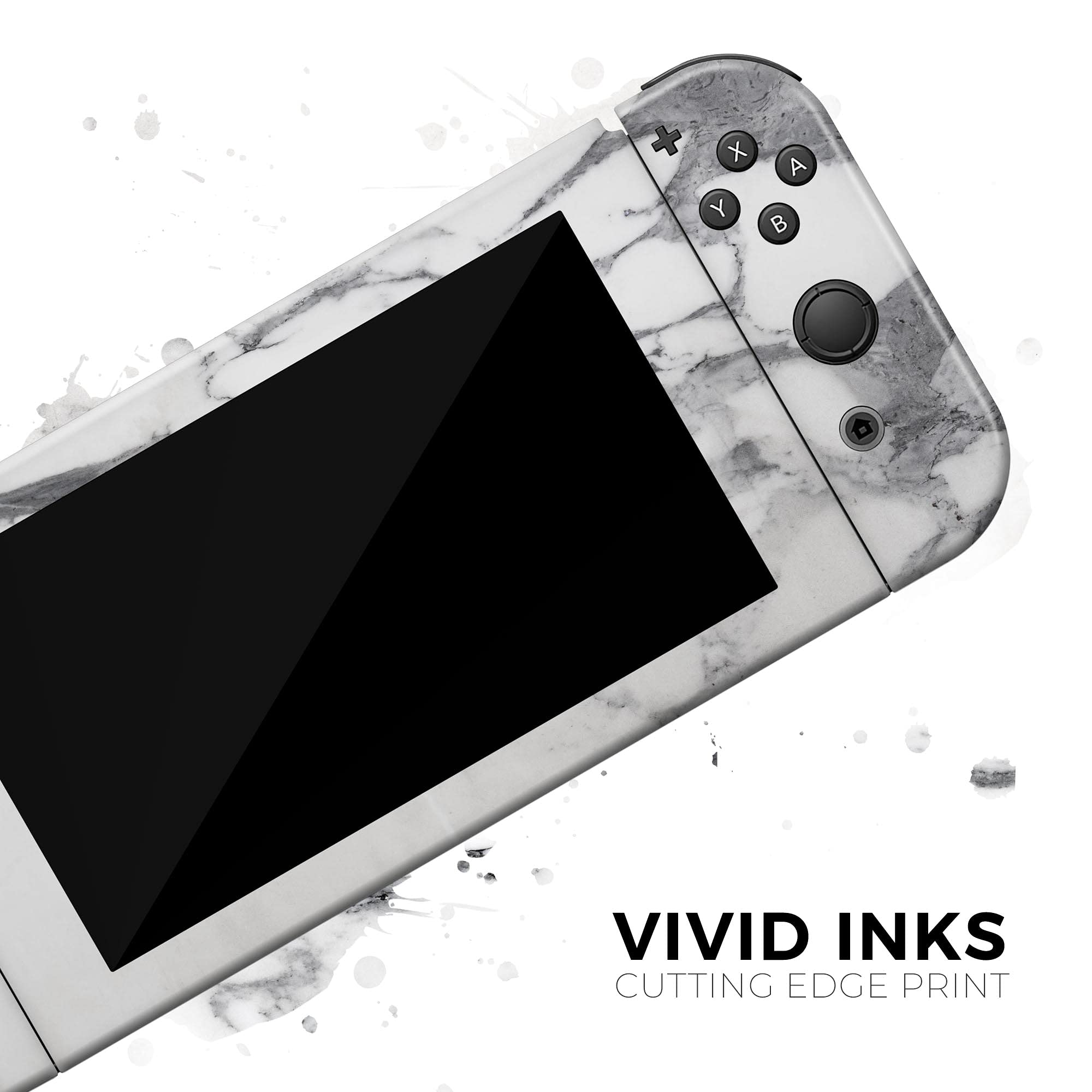 Nintendo Switch Lite Skin Decal - White & Grey Marble Vinyl Wrap Cover | Scratch-Resistant, Removable Protective Case | Perfect for Gaming, Travel & Personalization