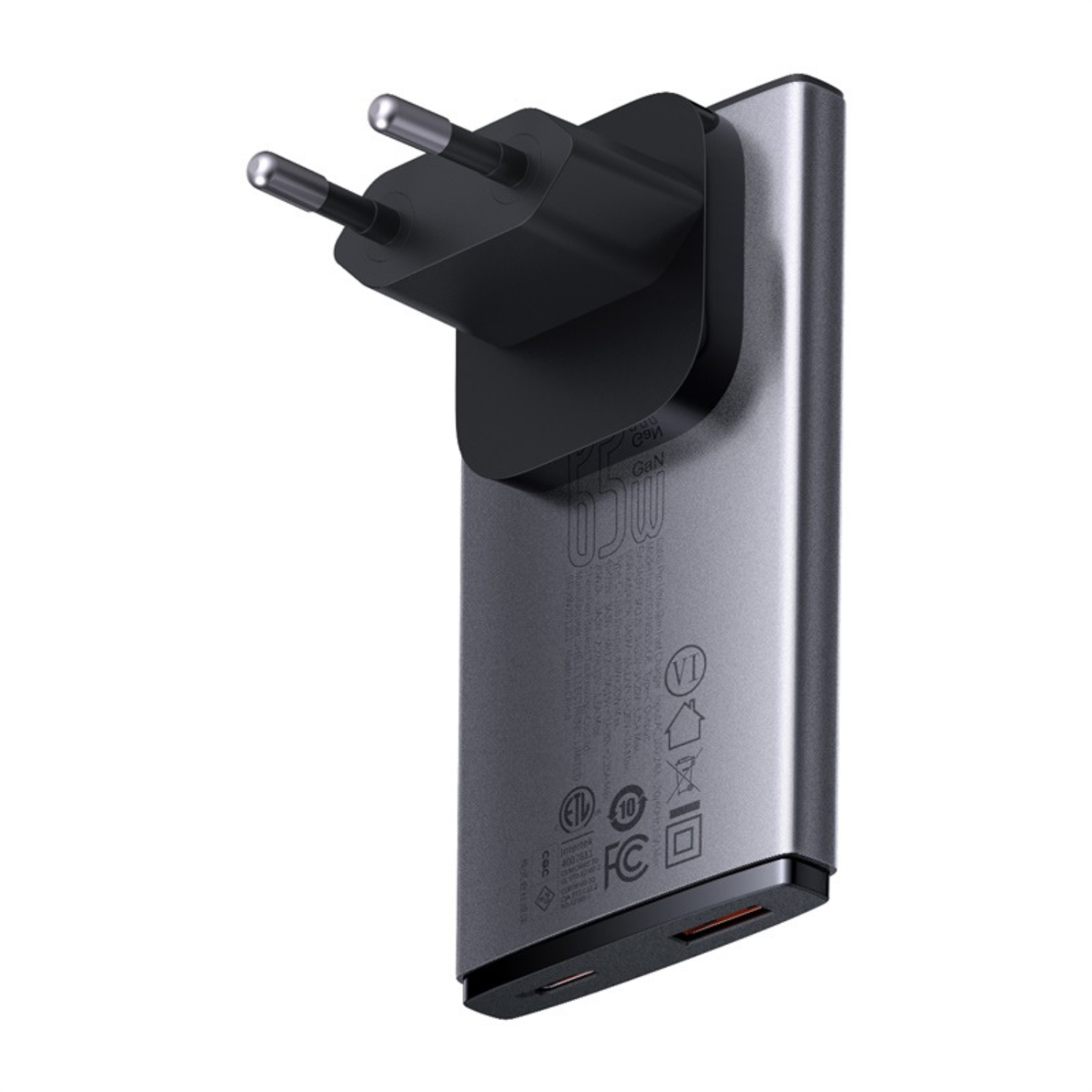 Baseus Ultra-Thin GaN5 65W Fast Charger with Type C & USB A - Perfect for Travelers, Home & Office Use